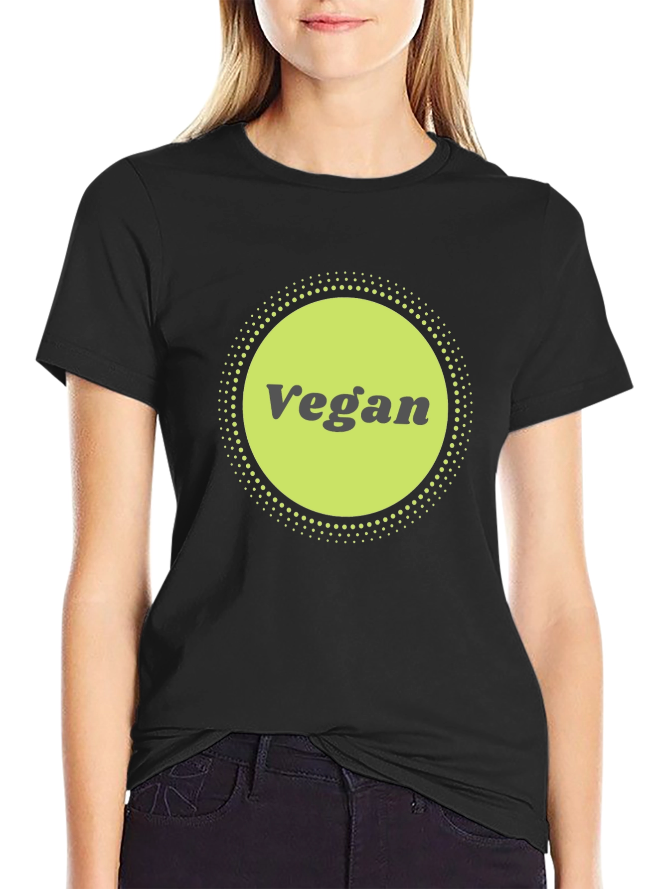 Black Vegan Graphic Tee - Black Cotton Blend view 2