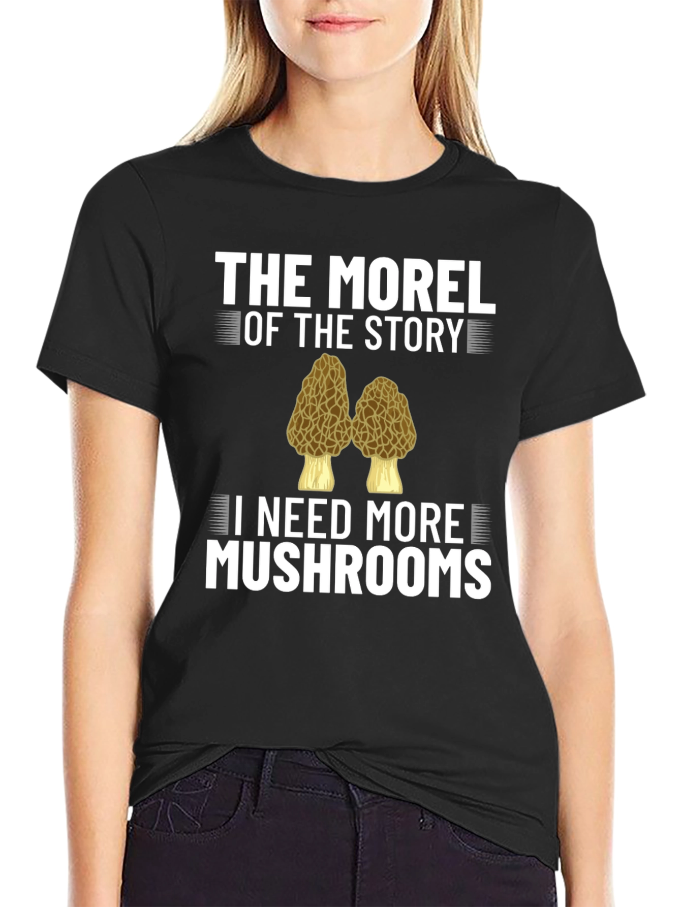 Black Morel of the Story Funny Mushroom T-Shirt view 2
