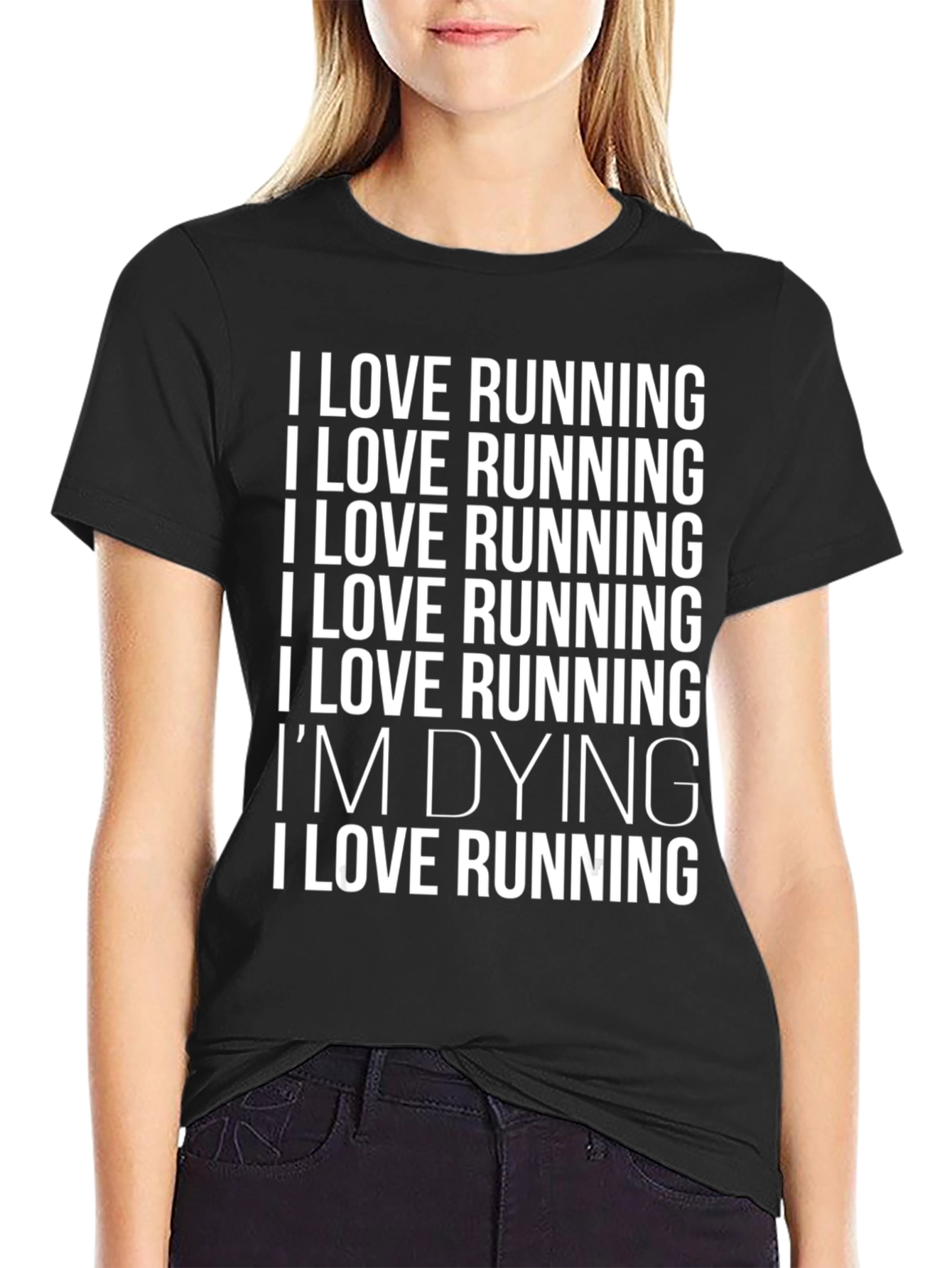 Black Funny Running T-Shirt - I Love Running I'm Dying view 2