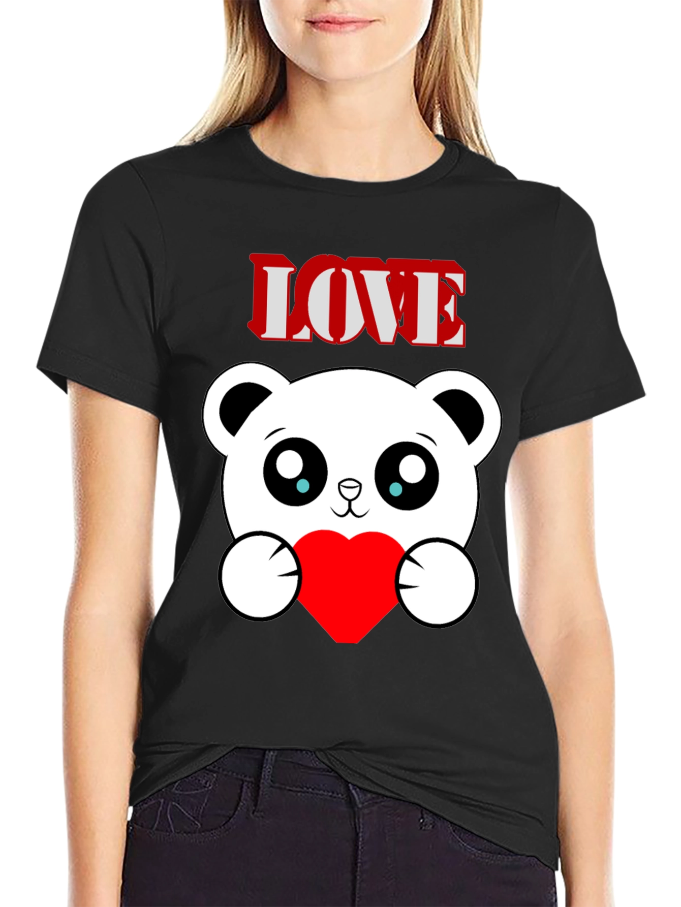 Black Love Bear Graphic Tee - Men's Black T-Shirt view 2