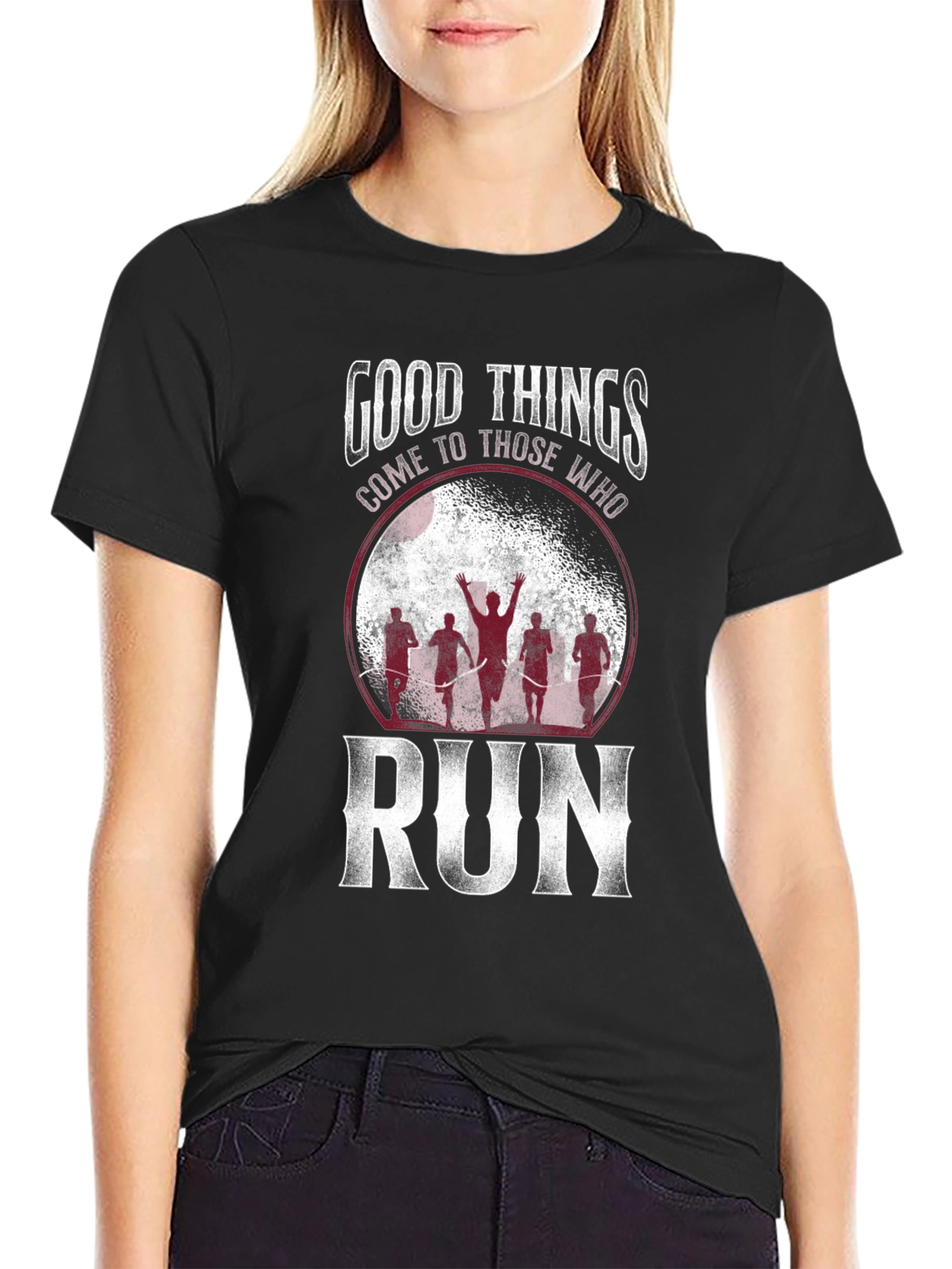 Black Good Things Run T-Shirt - Motivational Running Apparel view 2