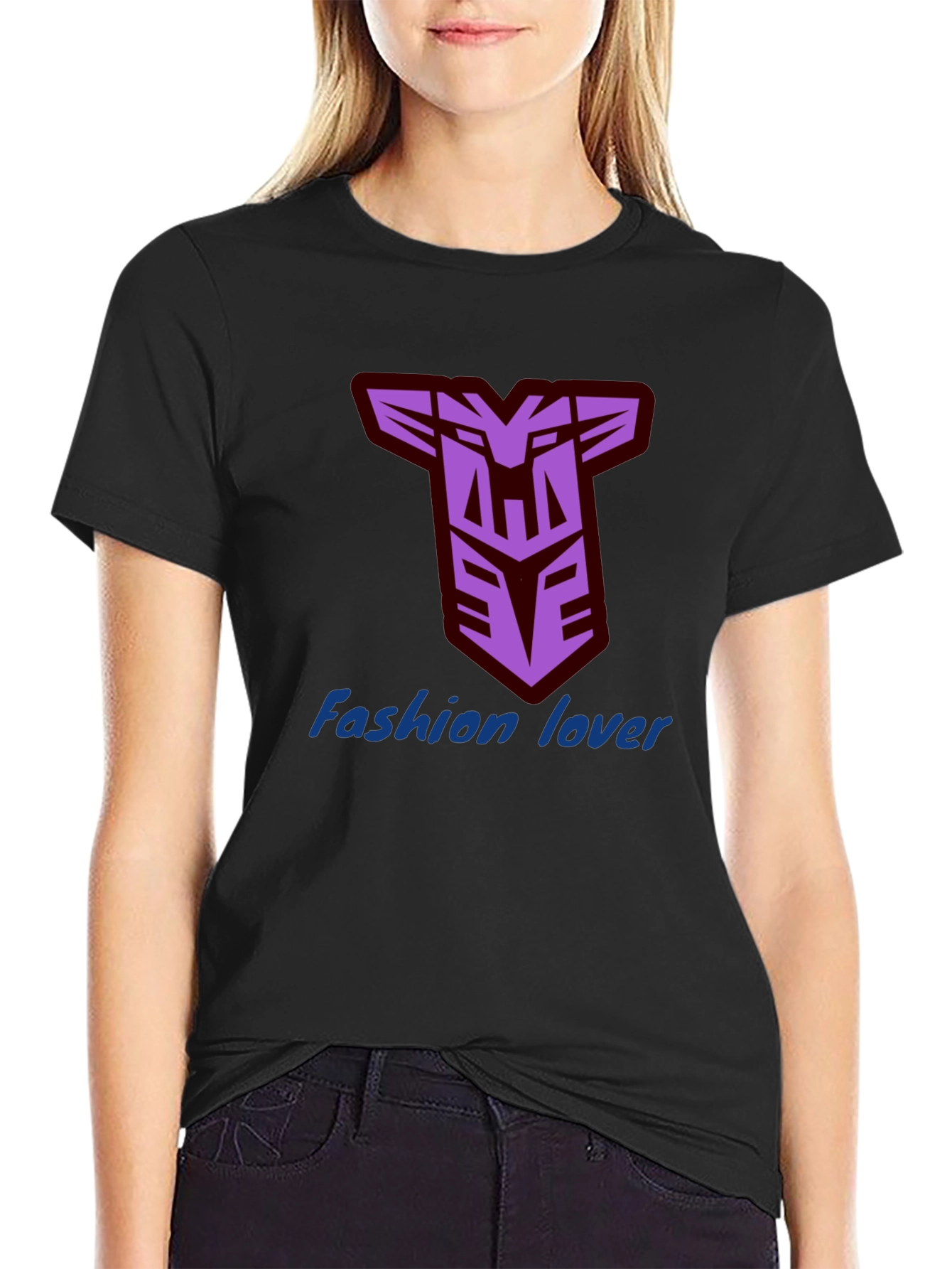 Black Men's Black T-Shirt with Decepticon Logo view 2
