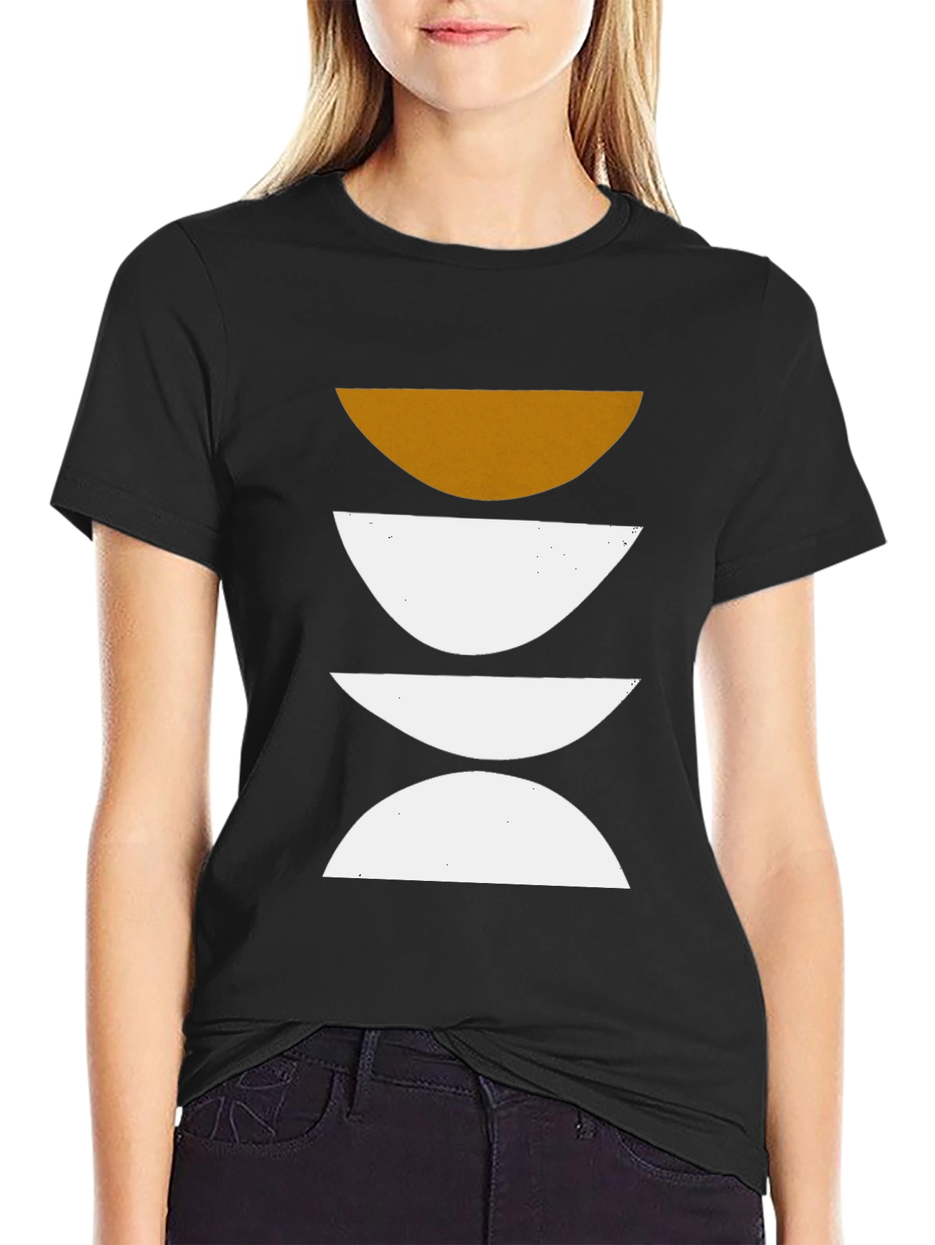 Black Modern Geometric Tee - Abstract Design view 2