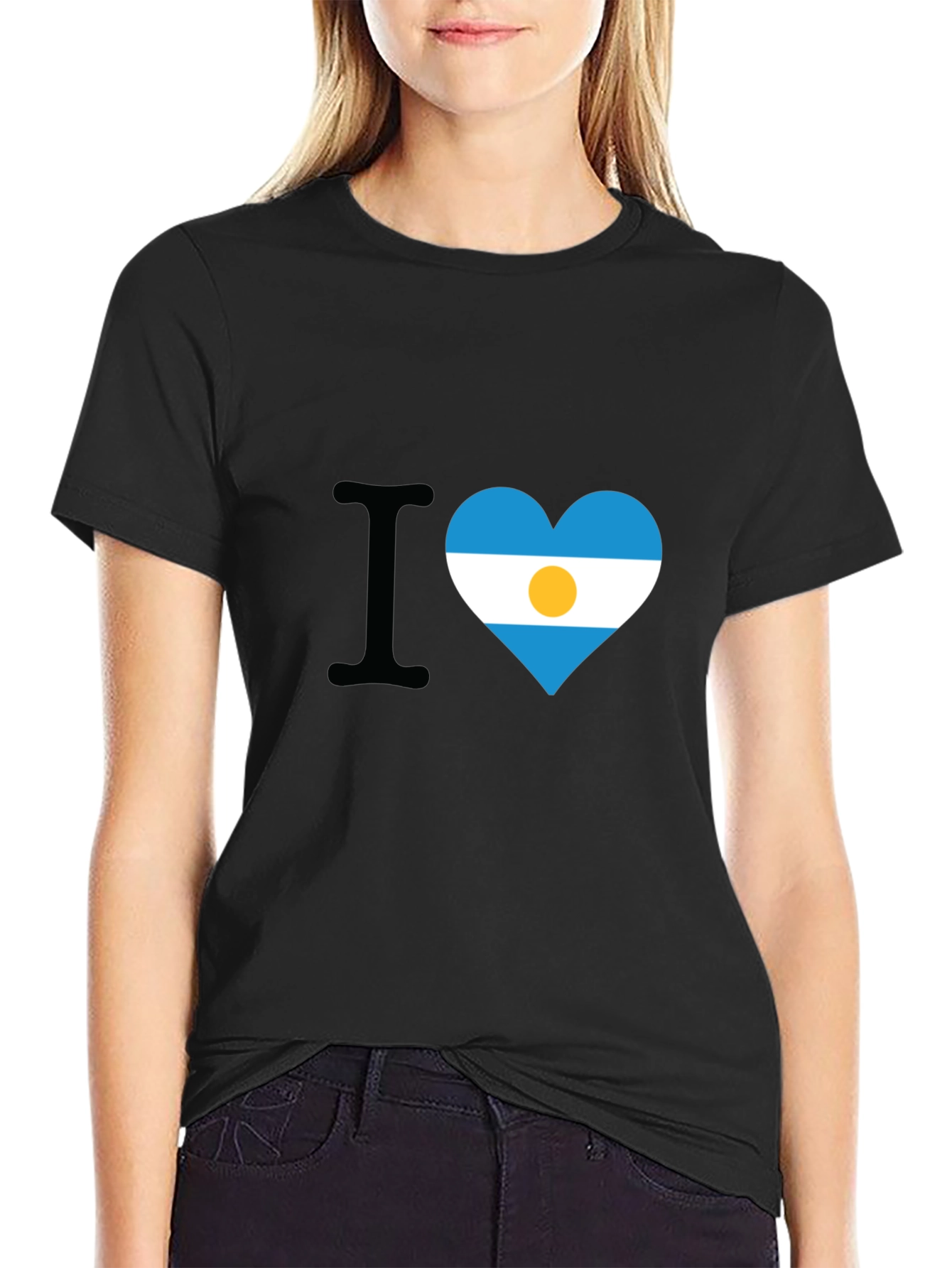 Black Argentina Flag Heart T-Shirt view 2