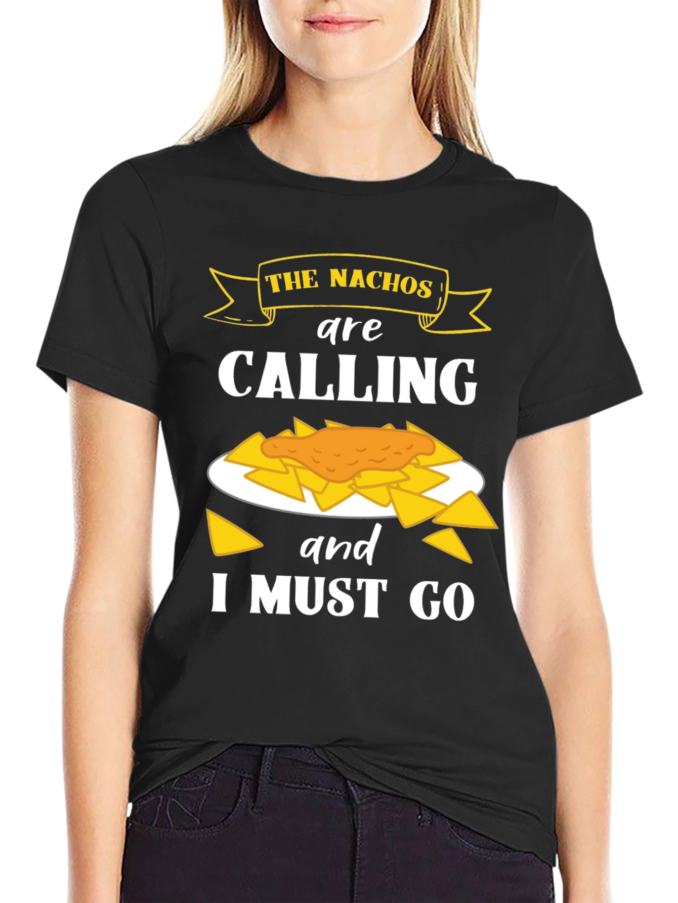 Black Nachos Calling Black Graphic T-Shirt view 2