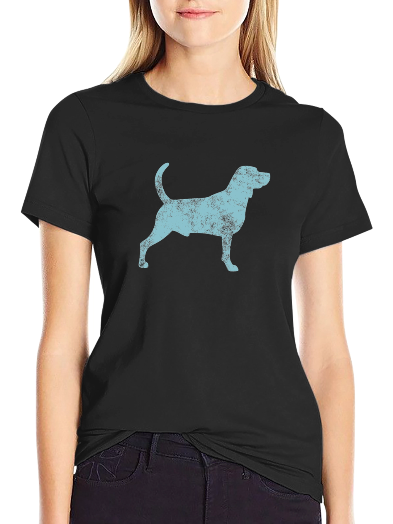 Black Distressed Dog Graphic Tee - Black view 2