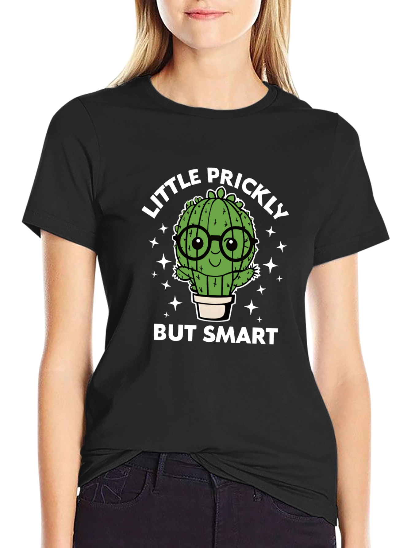 Black Little Prickly But Smart Cactus Graphic Tee view 2