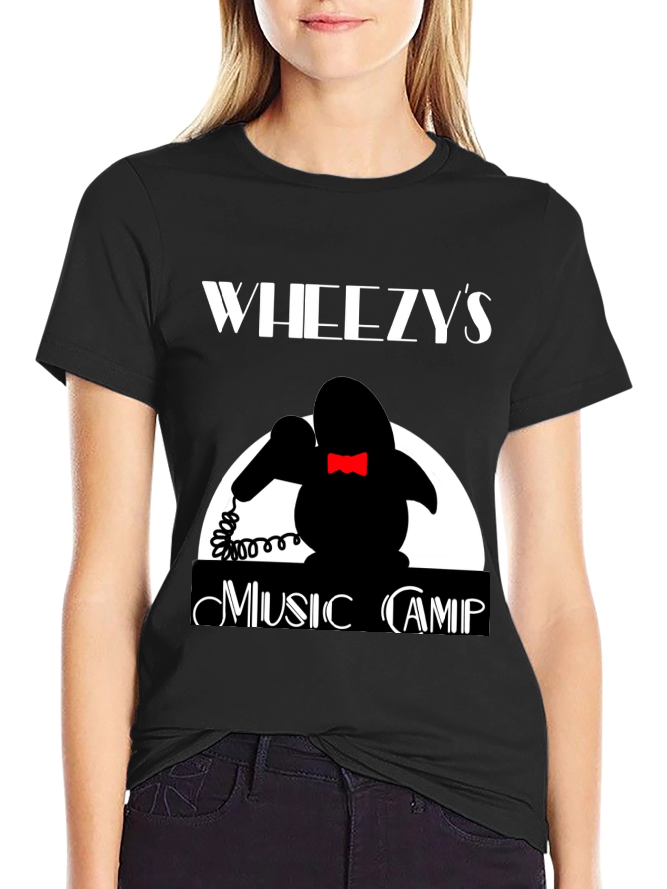 Black Wheezy's Music Camp T-Shirt - Retro Design view 2