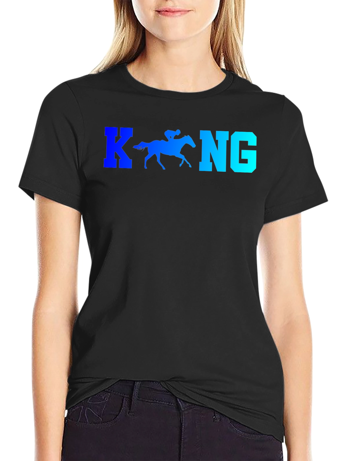 Black Horse Racing Tee - King Style Graphic T-Shirt view 2