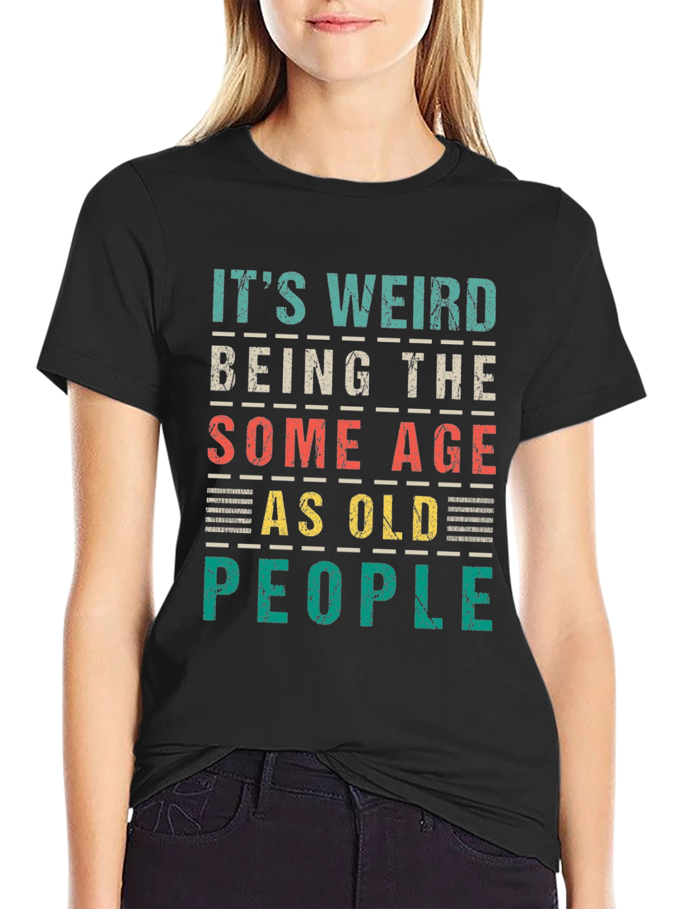 Black Funny "Same Age as Old People" Graphic Tee view 2
