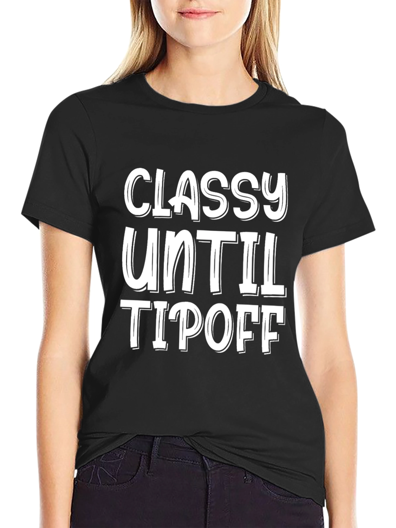 Black Classy Until Tipoff Black Graphic Tee view 2