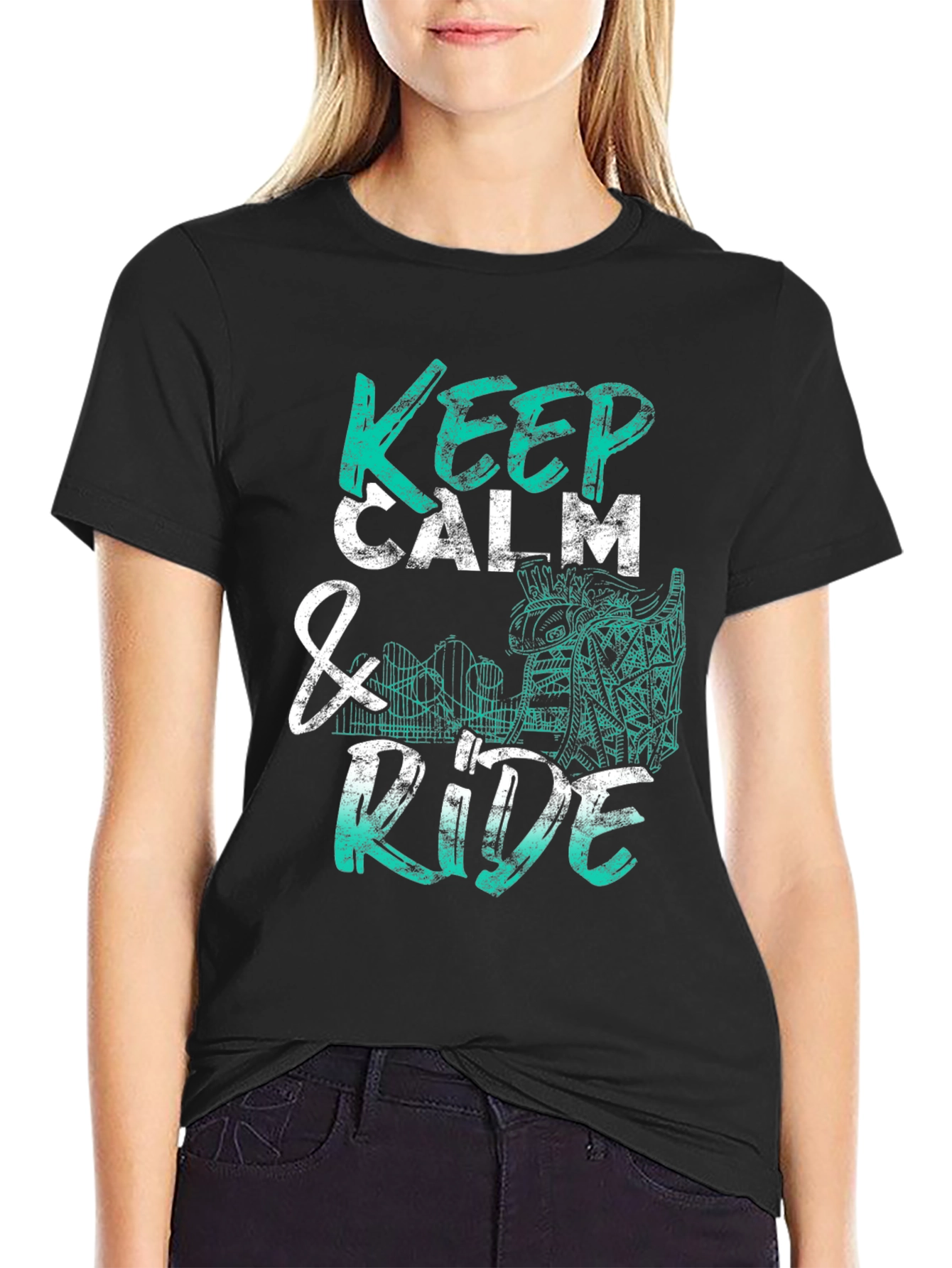 Black Keep Calm & Ride T-Shirt - Graphic Tee view 2