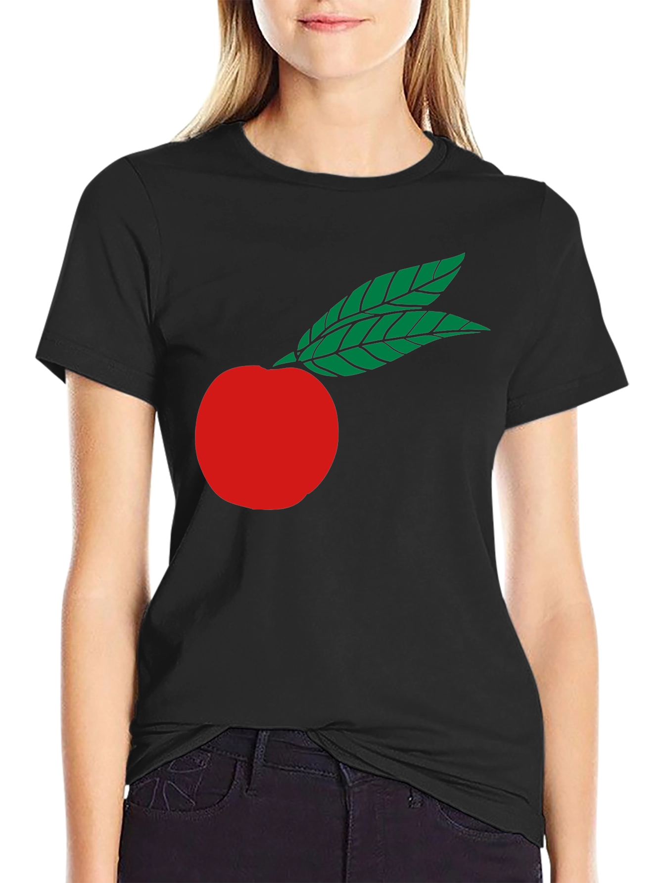Black Red Fruit Graphic Black T-Shirt view 2