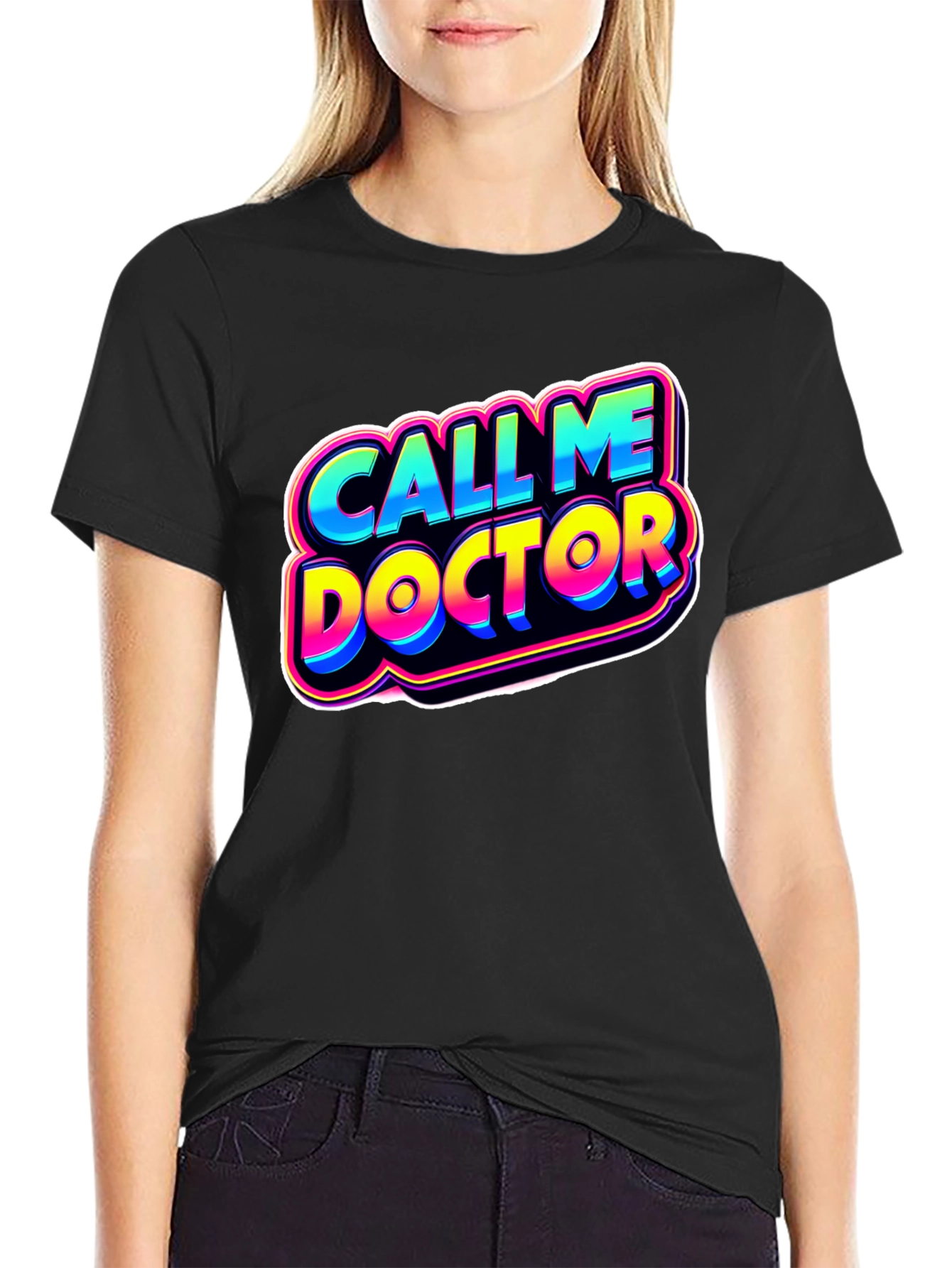 Black Call Me Doctor Graphic Tee - Novelty Humor Shirt view 2