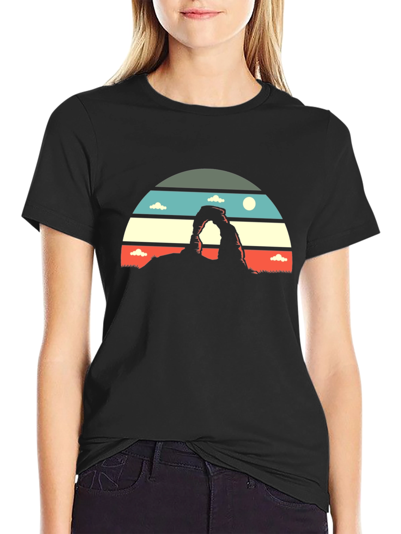 Black Retro Landscape Graphic Tee - Black view 2