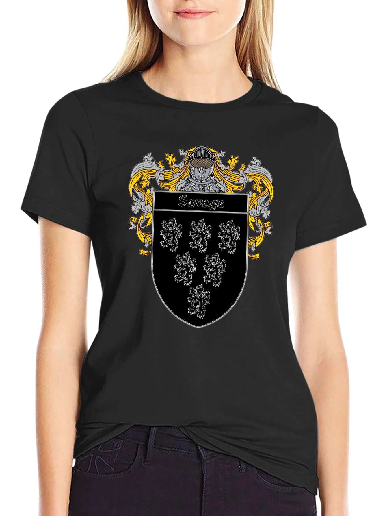 Black Savage Family Crest Black T-Shirt view 2