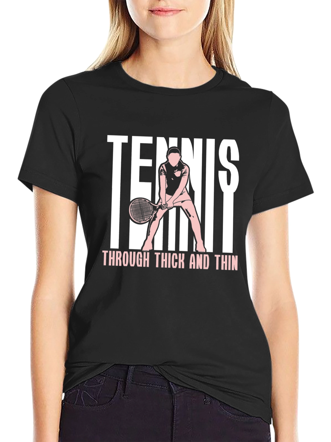 Black Tennis Through Thick & Thin Graphic T-Shirt view 2