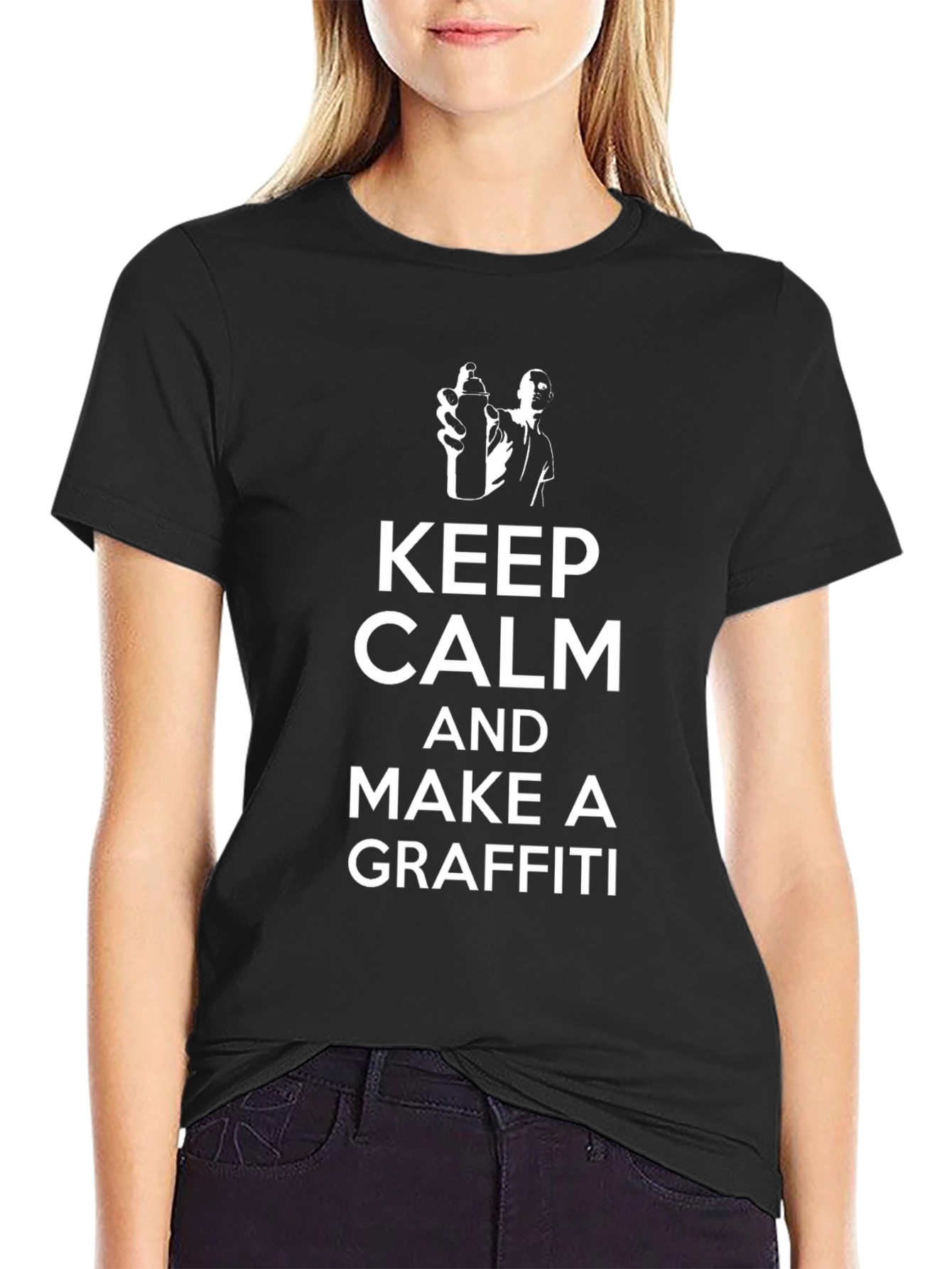 Black Keep Calm Make Graffiti T-Shirt, Black view 2