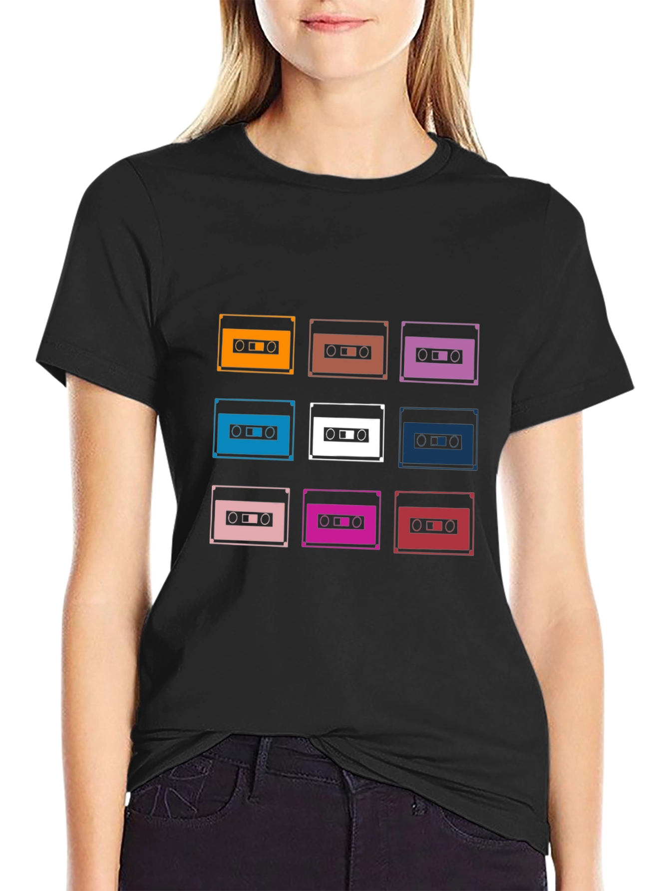 Black Retro Cassette Tape Graphic Tee - Black view 2