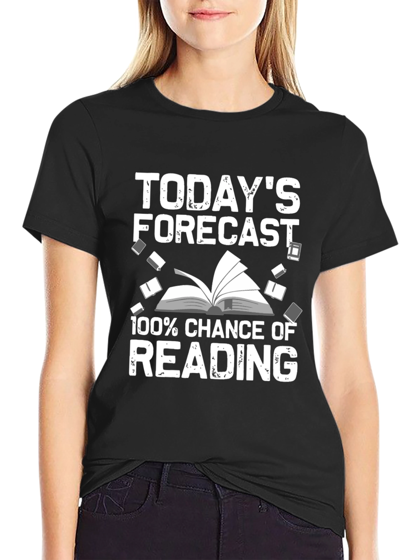 Black Reading Forecast T-Shirt: Book Lover Gift view 2