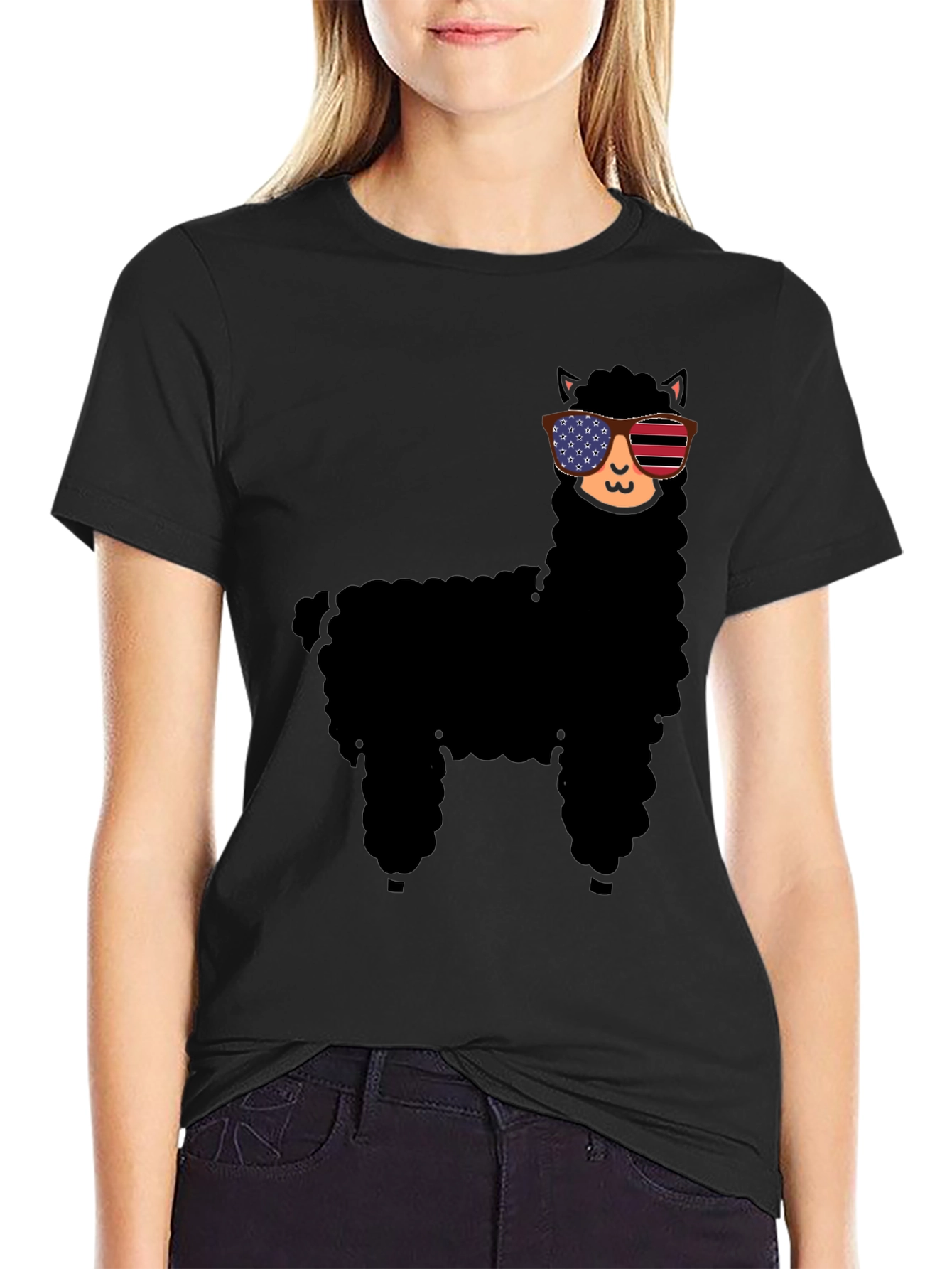 Black Cool Llama Graphic Tee view 2