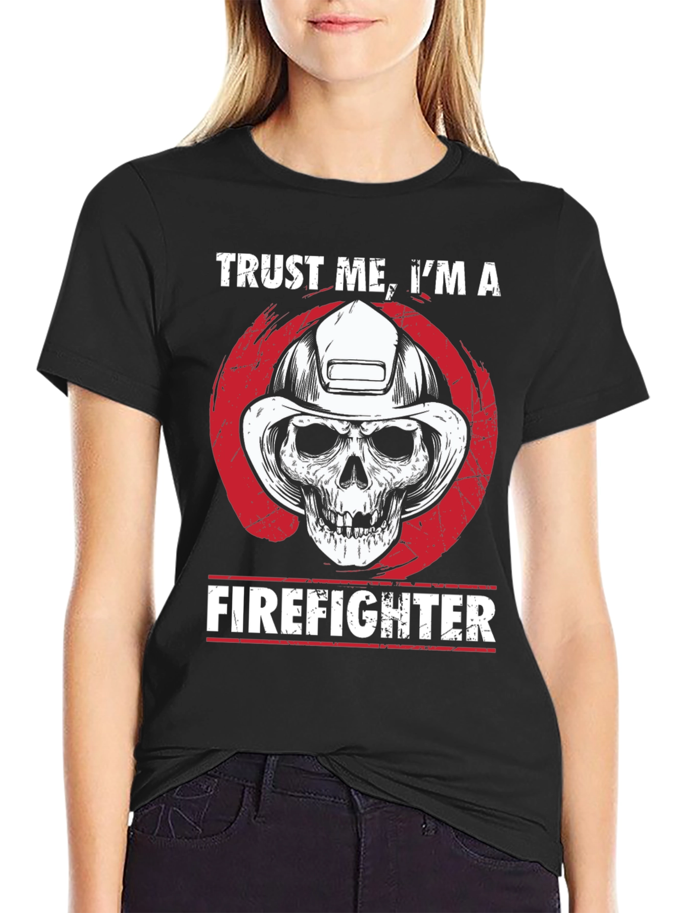 Black Trust Me, I'm A Firefighter T-Shirt view 2