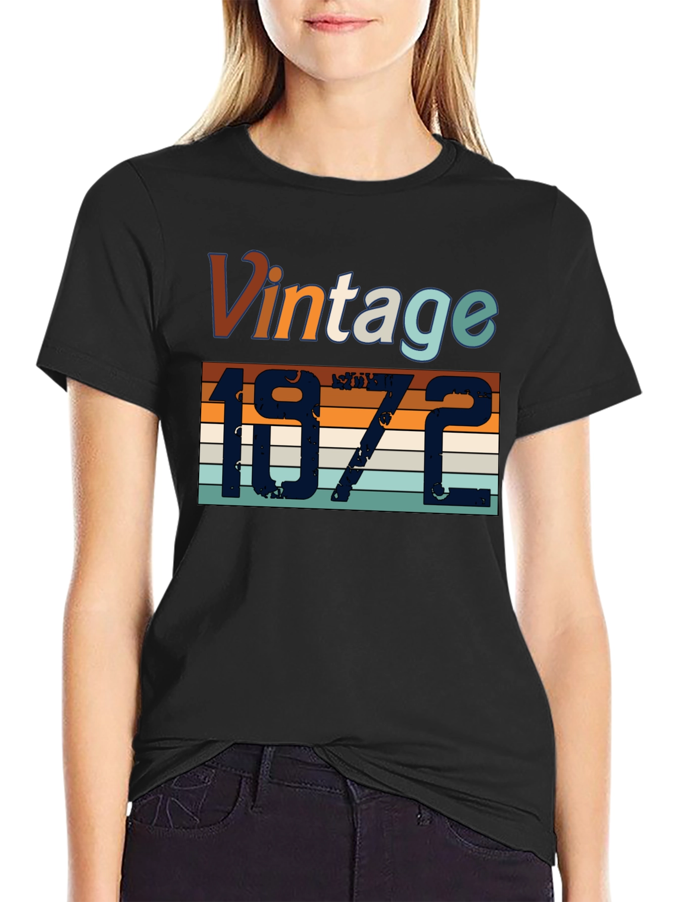 Black Vintage 1972 T-Shirt - Retro Birthday Gift view 2