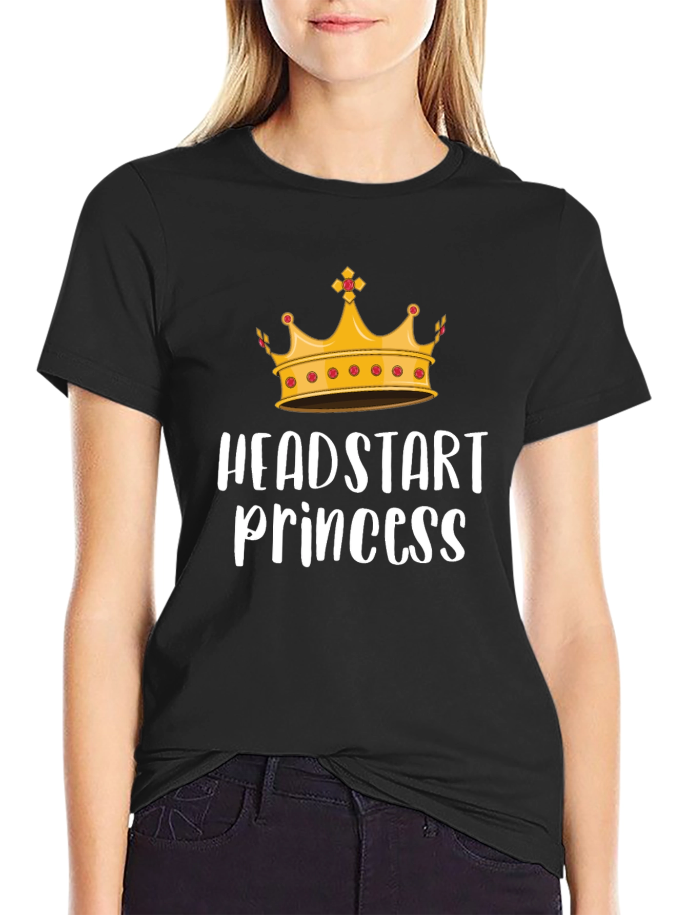 Black Headstart Princess Graphic Tee - Black Cotton T-Shirt view 2
