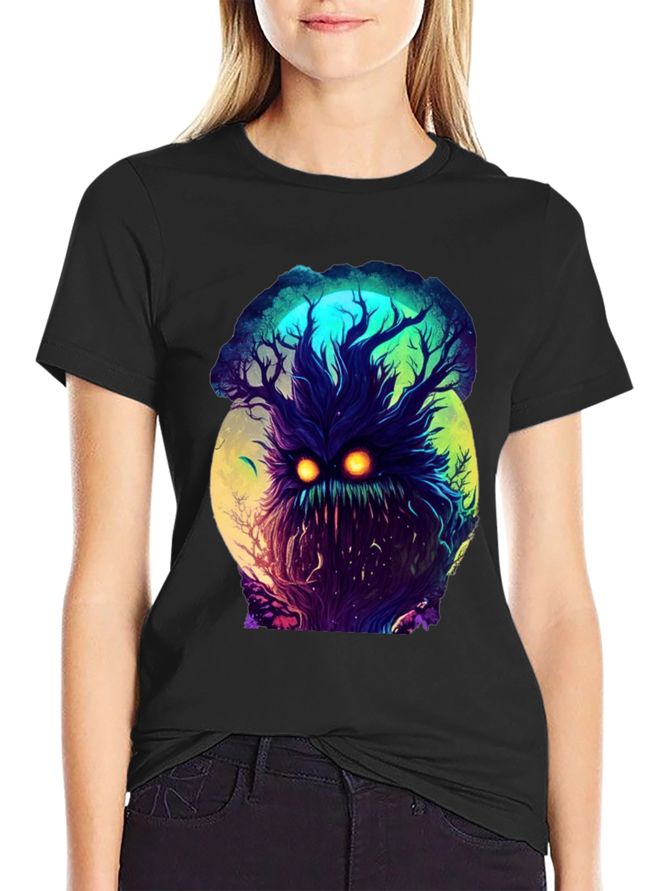 Black Mystic Tree Monster Graphic Tee - Black T-Shirt view 2