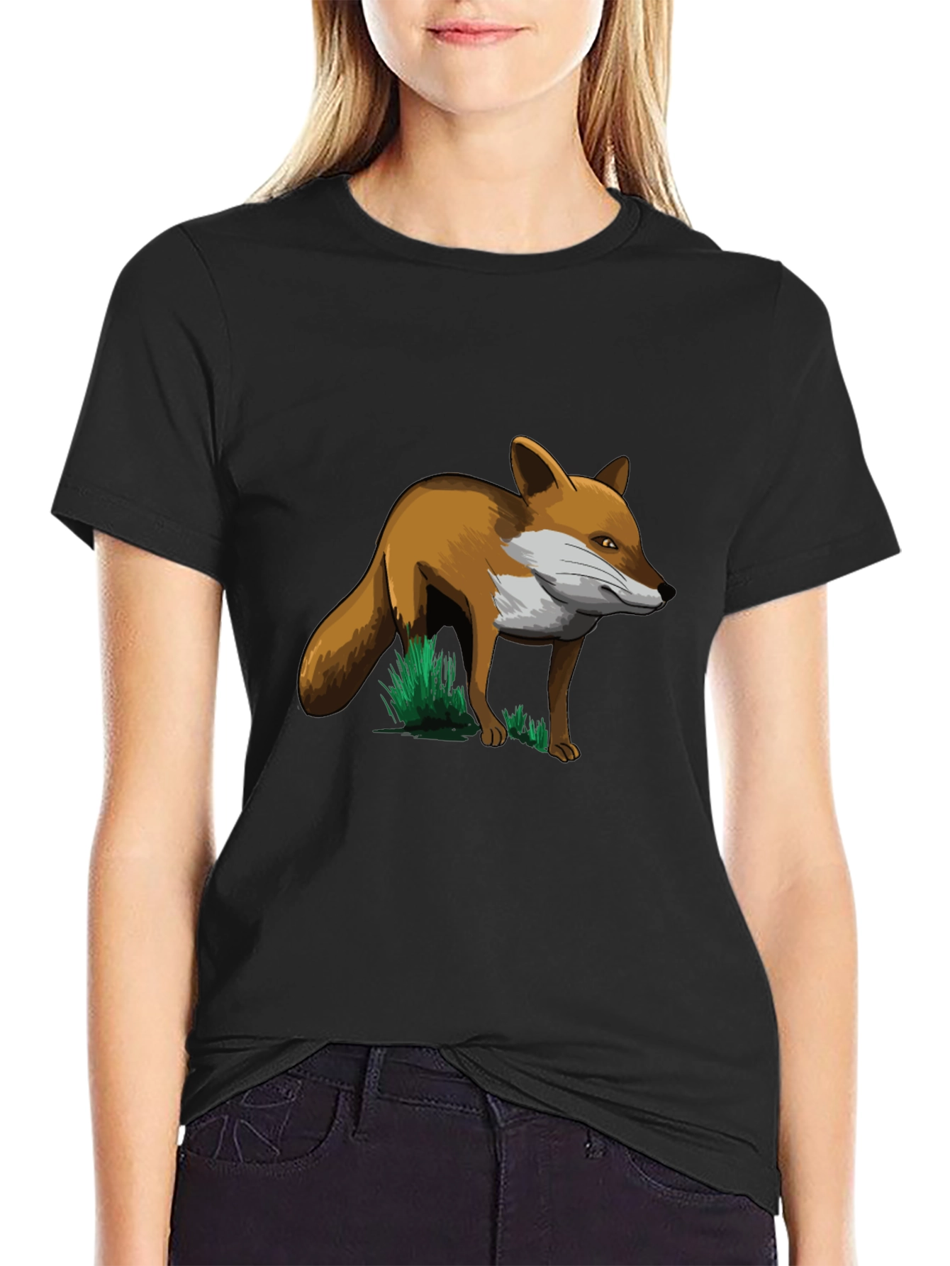Black Fox Graphic T-Shirt - Black Cotton Tee view 2