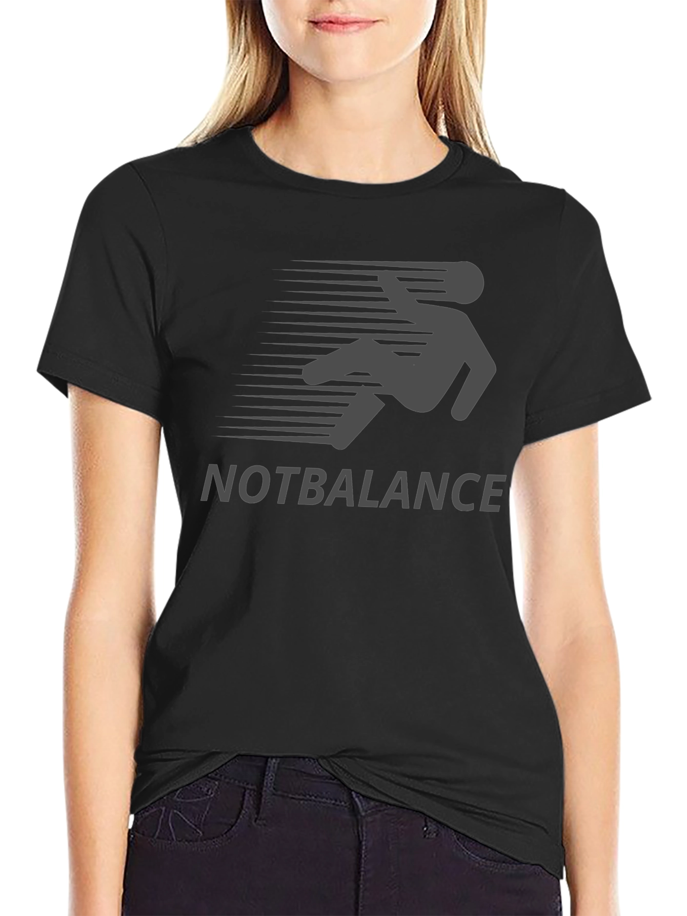 Black NOTBALANCE Graphic Tee - Funny Falling Man Design view 2