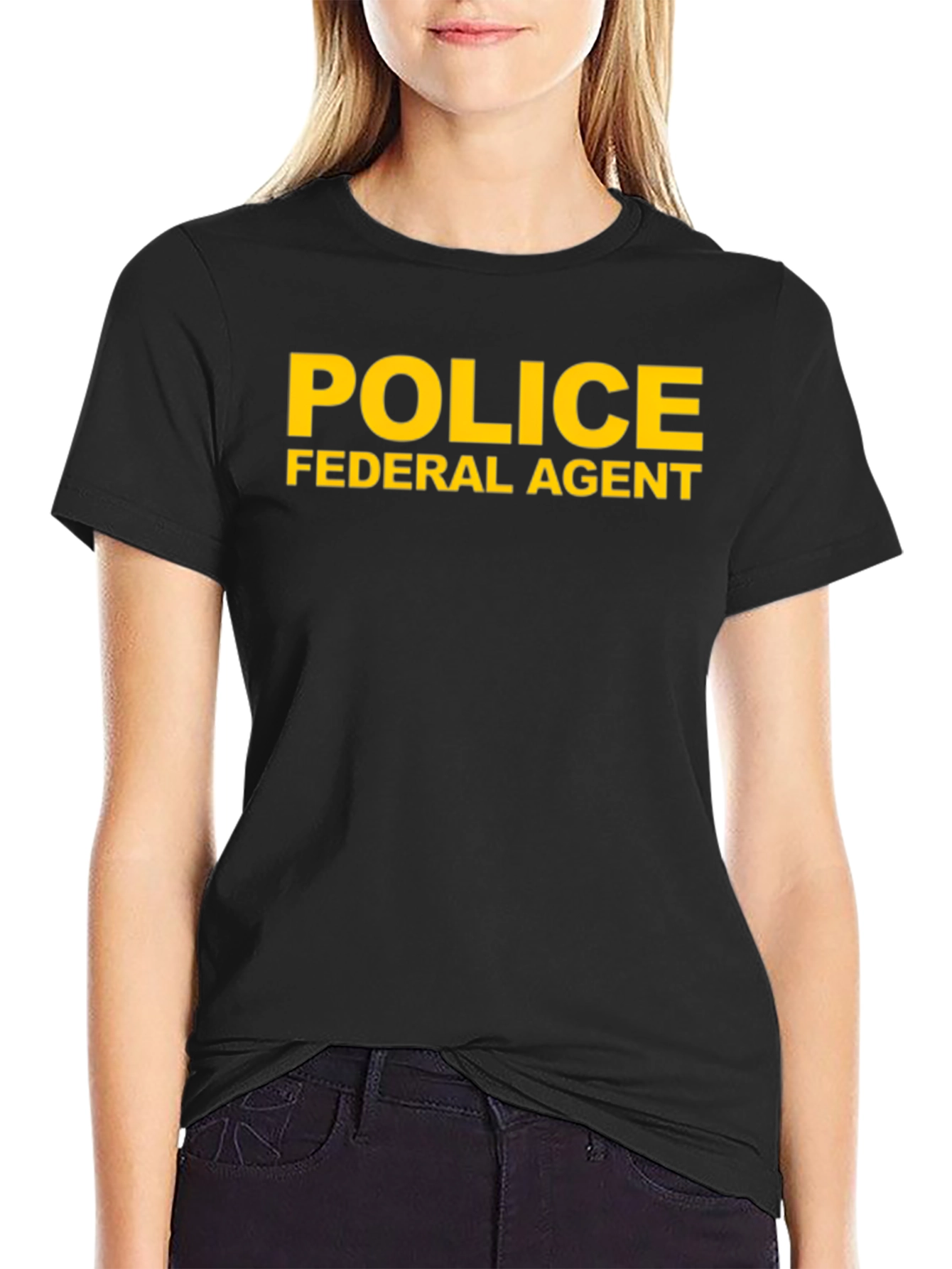 Black Federal Agent Police T-Shirt view 2