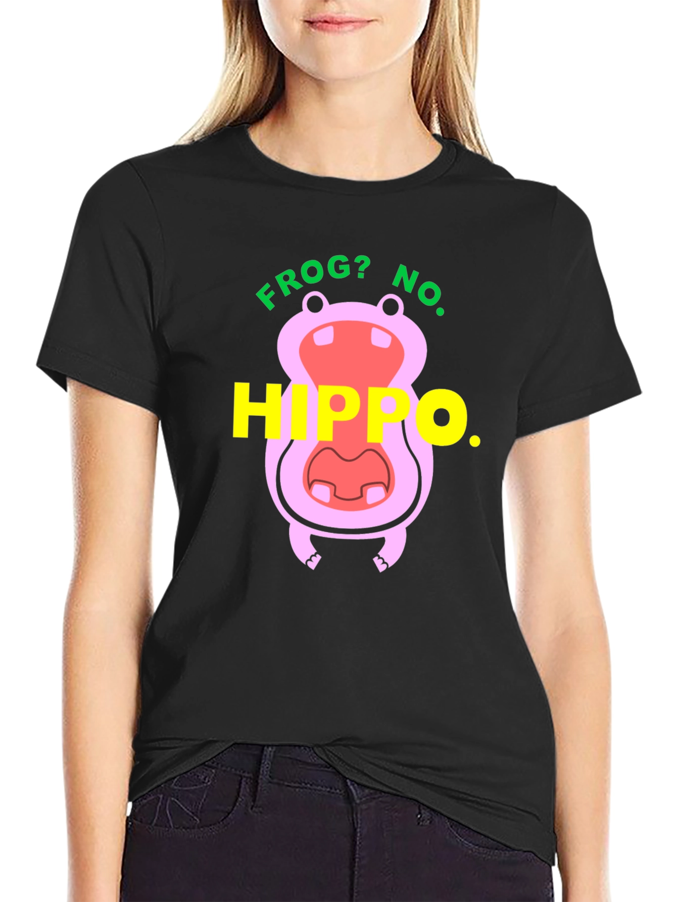 Black Frog? No. Hippo T-Shirt - Funny Animal Tee view 2