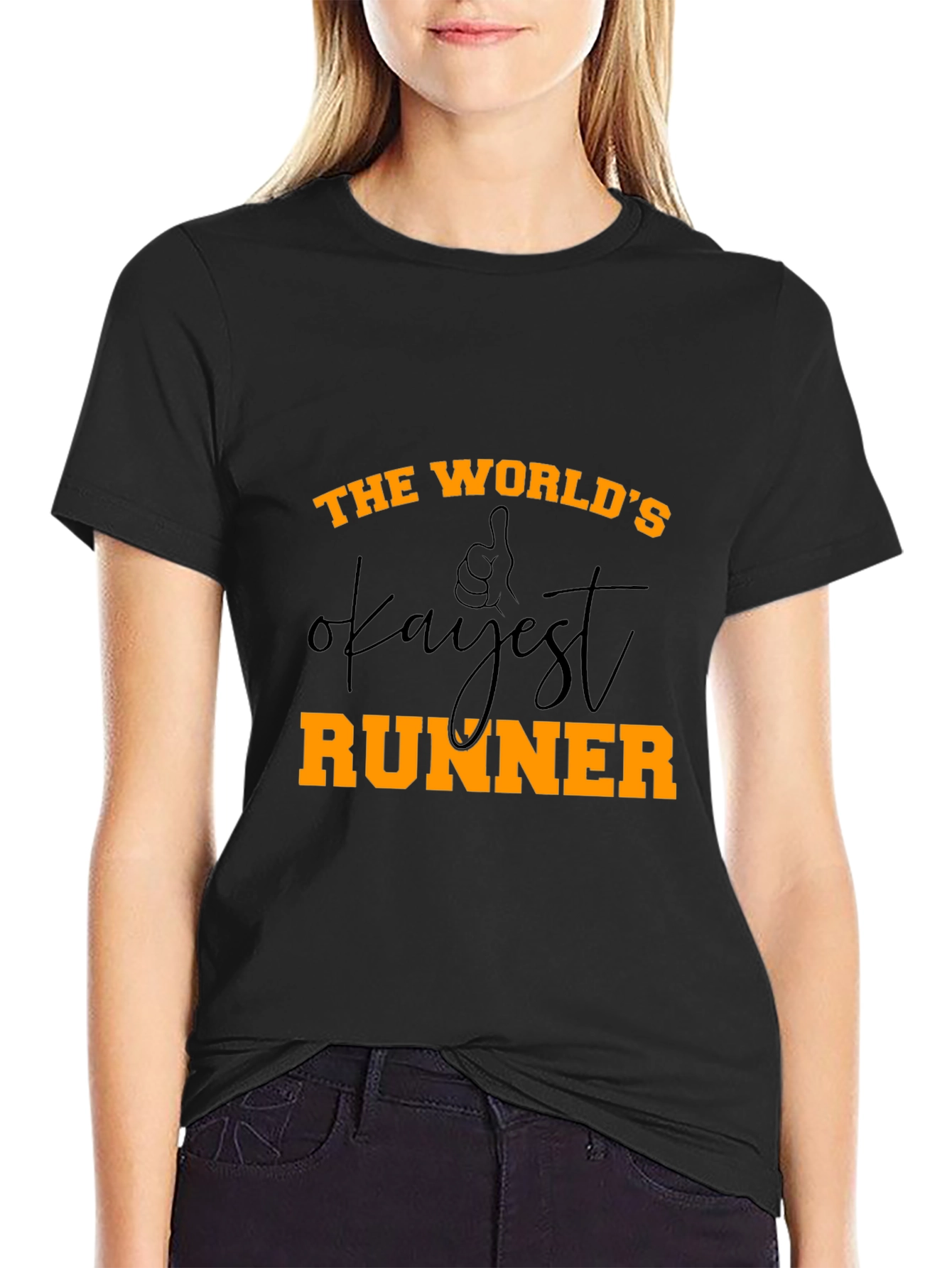 Black World's Okayest Runner - Novelty Graphic T-Shirt view 2
