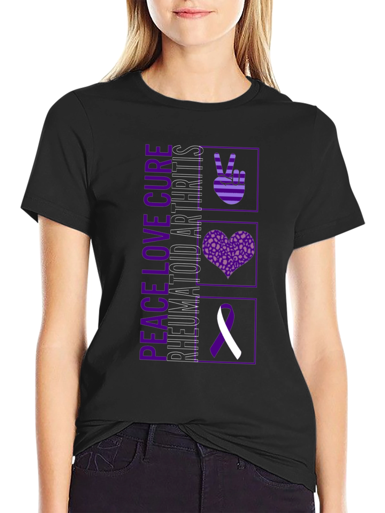 Peace Love Cure Rheumatoid Arthritis Awareness T-Shirt - 2