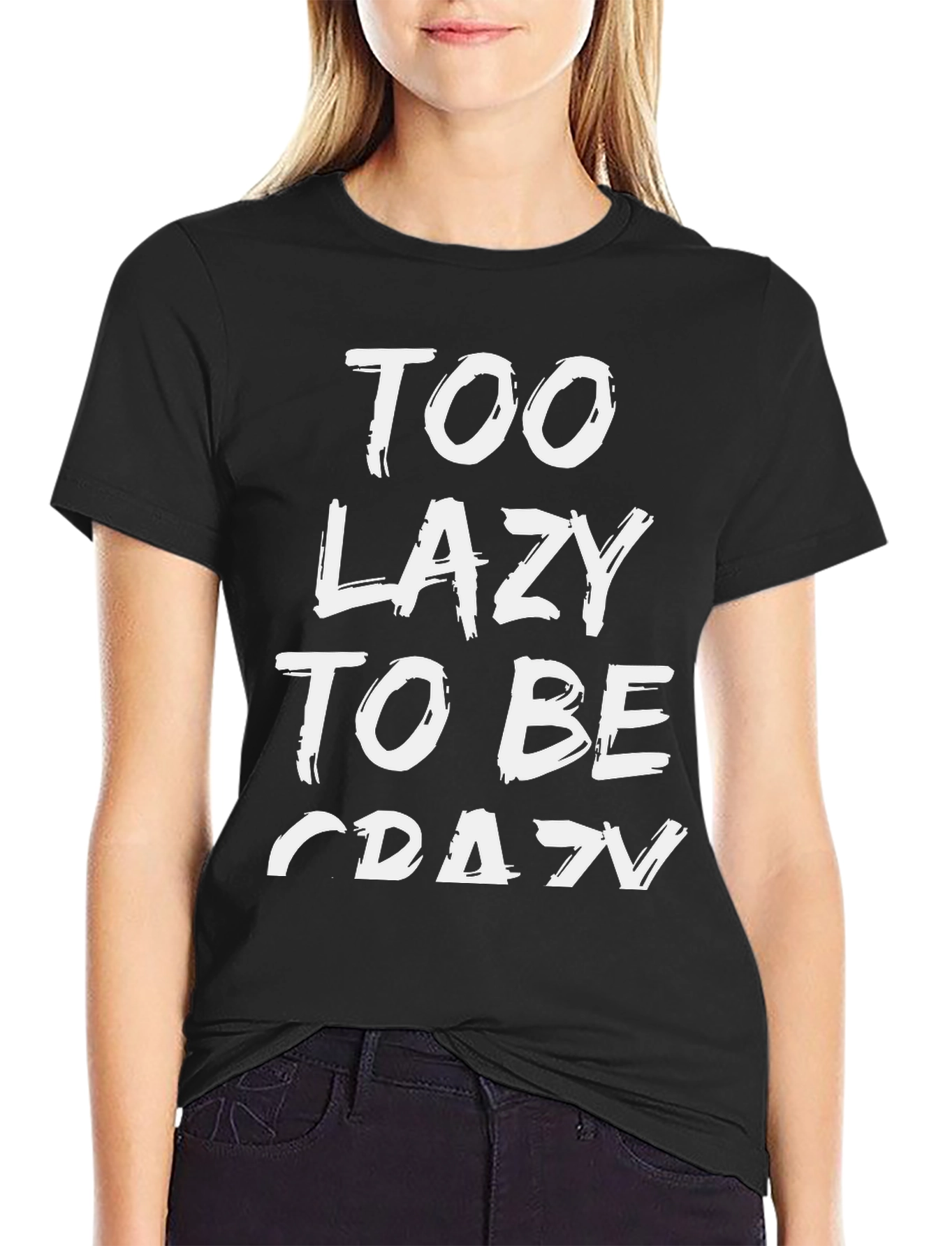 Black Too Lazy to Be Crazy Graphic Tee view 2