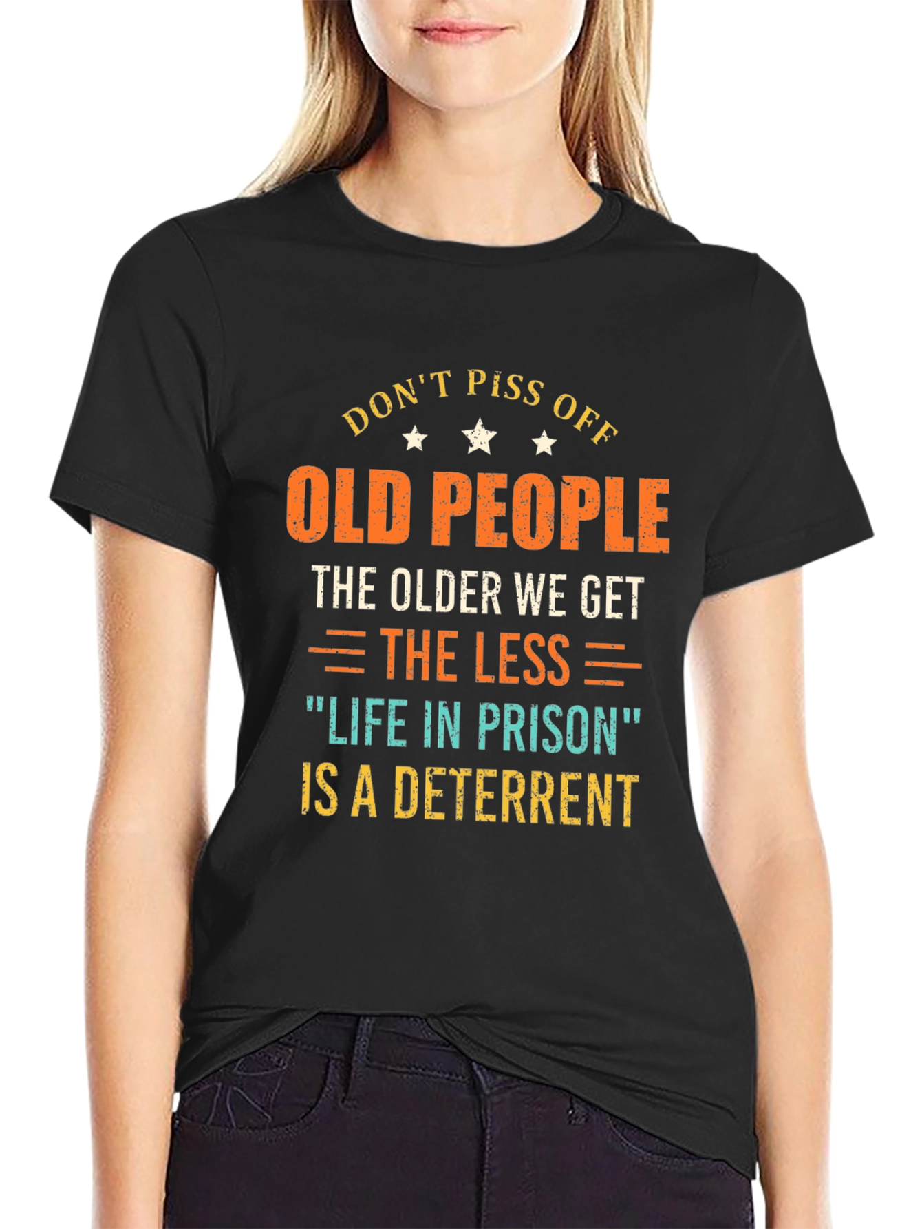 Black Don't Piss Off Old People Graphic T-Shirt view 2