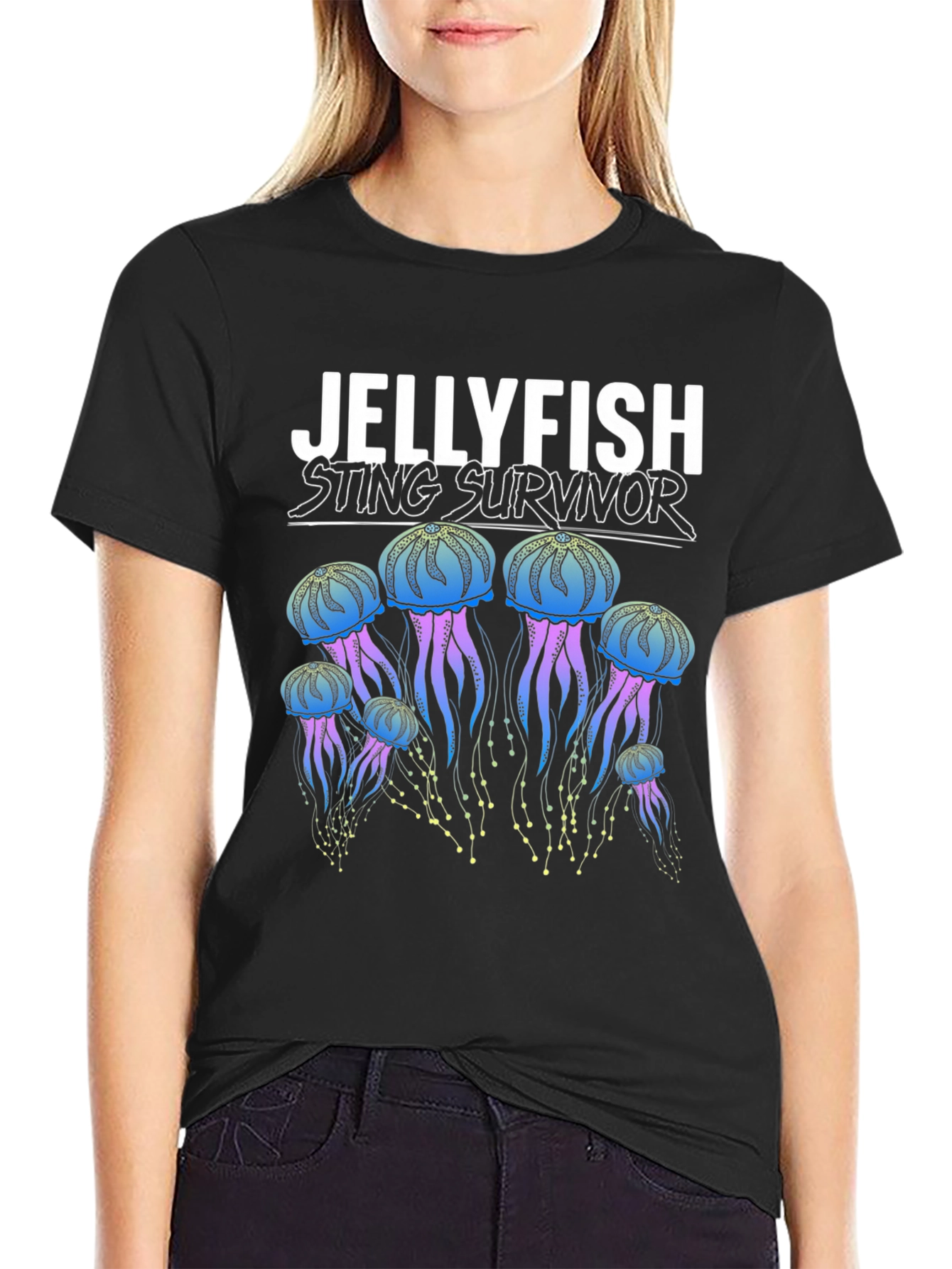 Black Jellyfish Sting Survivor Graphic T-Shirt view 2