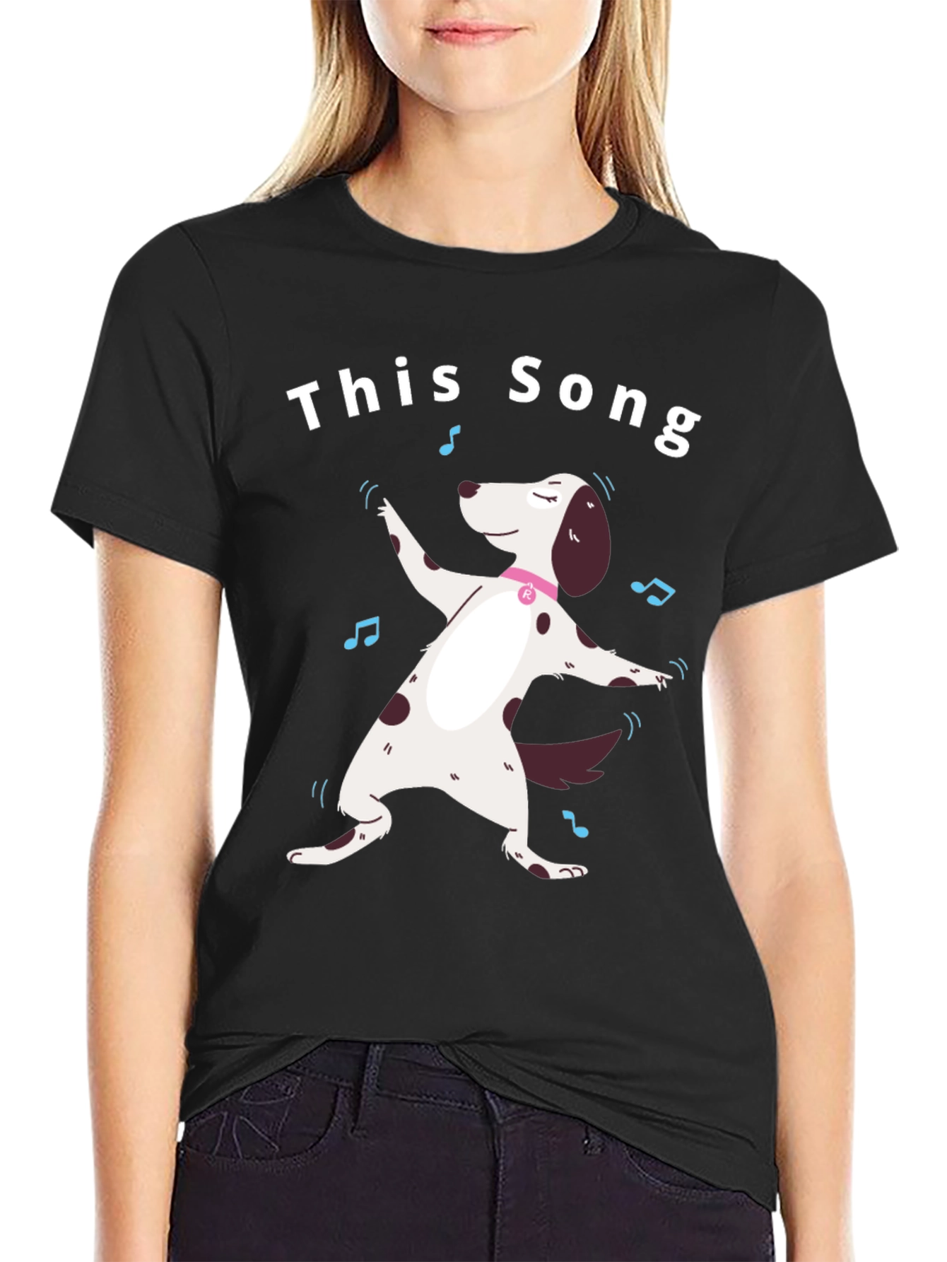 Black This Song T-Shirt - Dancing Dog Design view 2