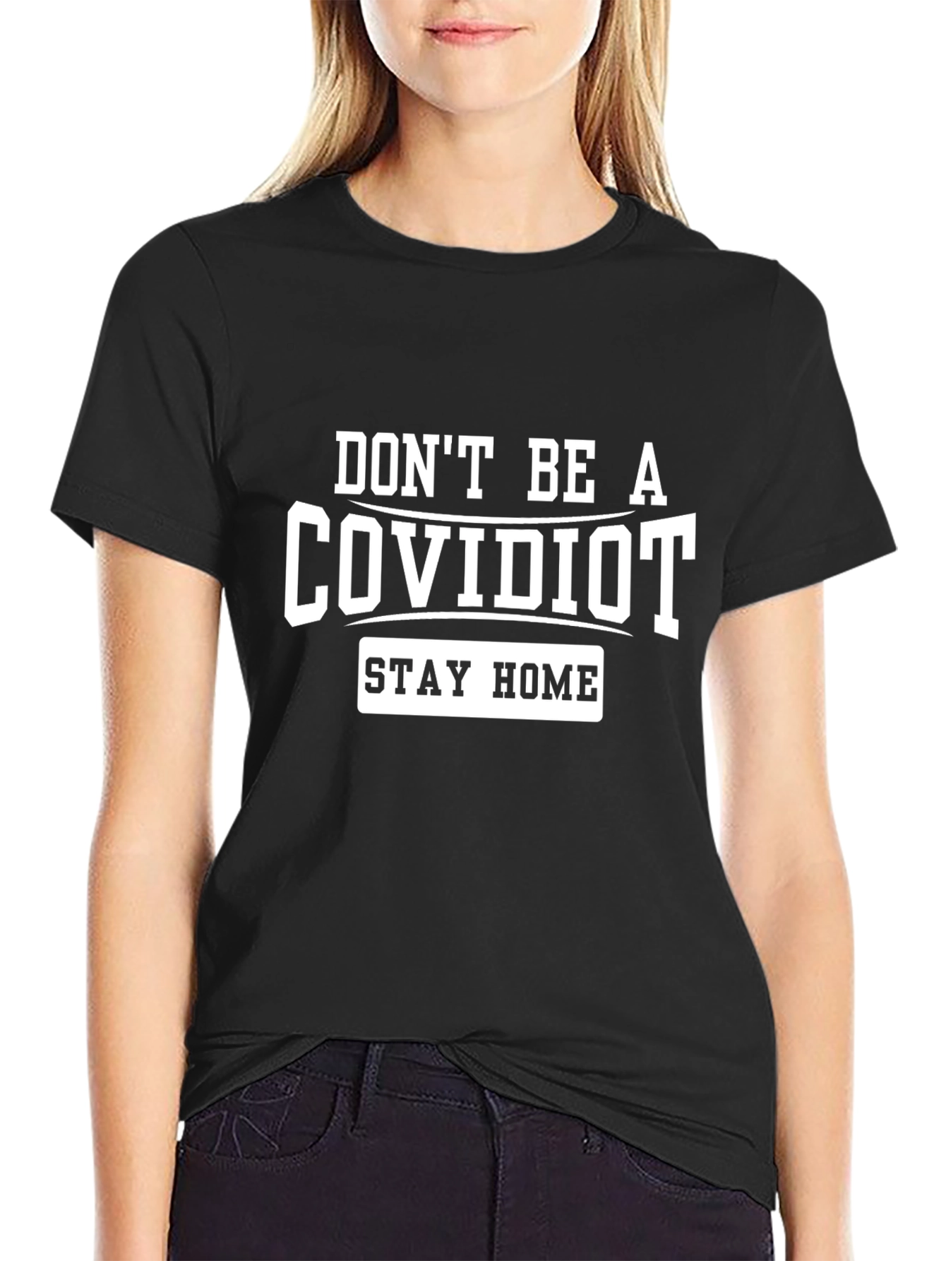 Black Don't Be A COVIDIOT Graphic Tee view 2