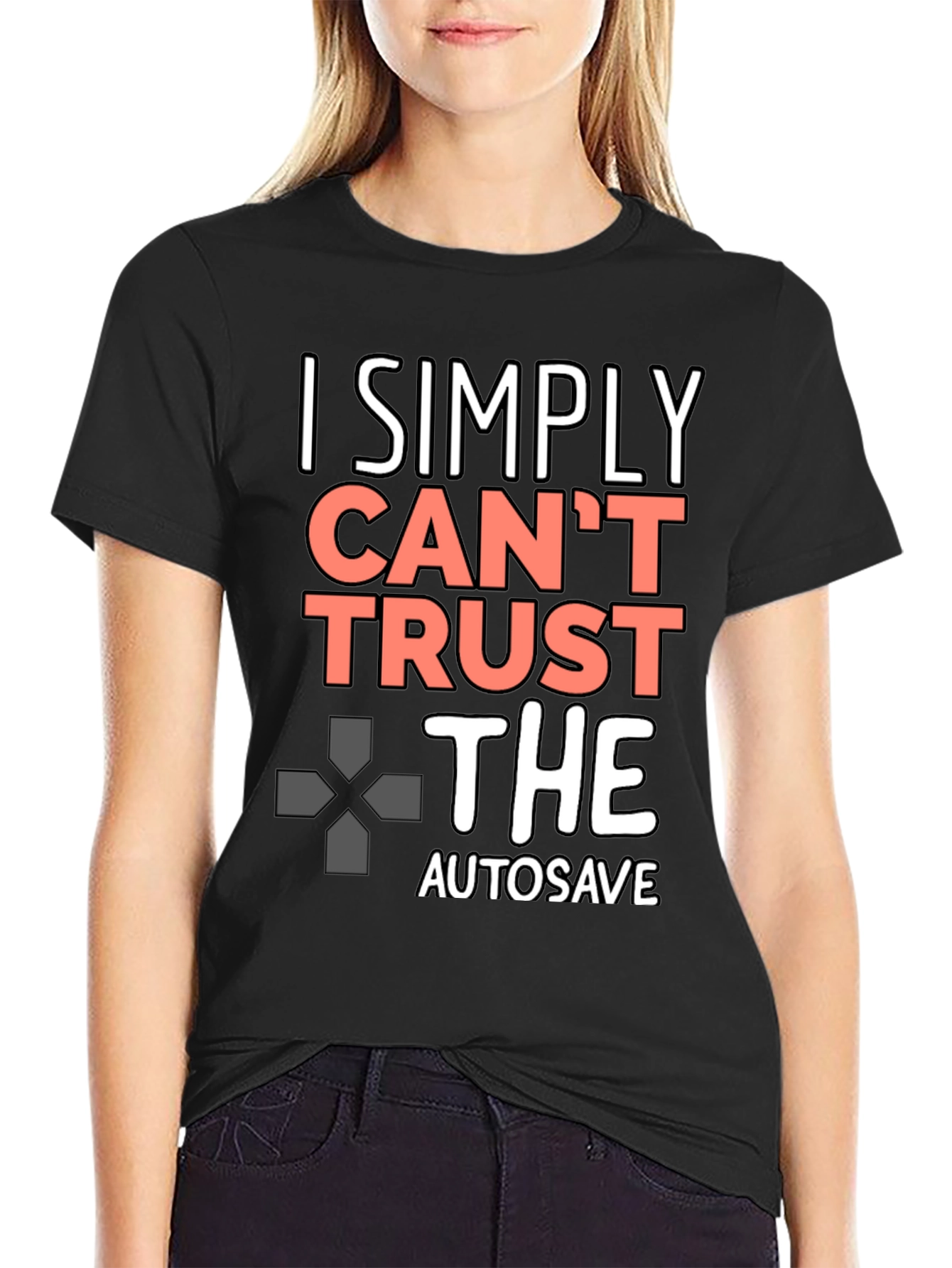 Black I Simply Can't Trust the Autosave Black T-Shirt view 2