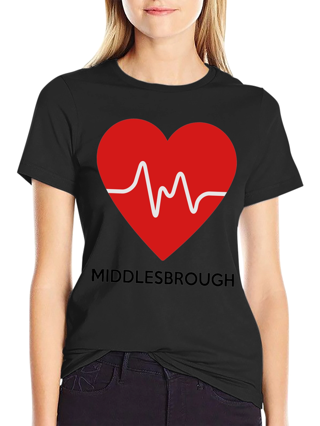Black Middlesbrough Heartbeat T-Shirt view 2