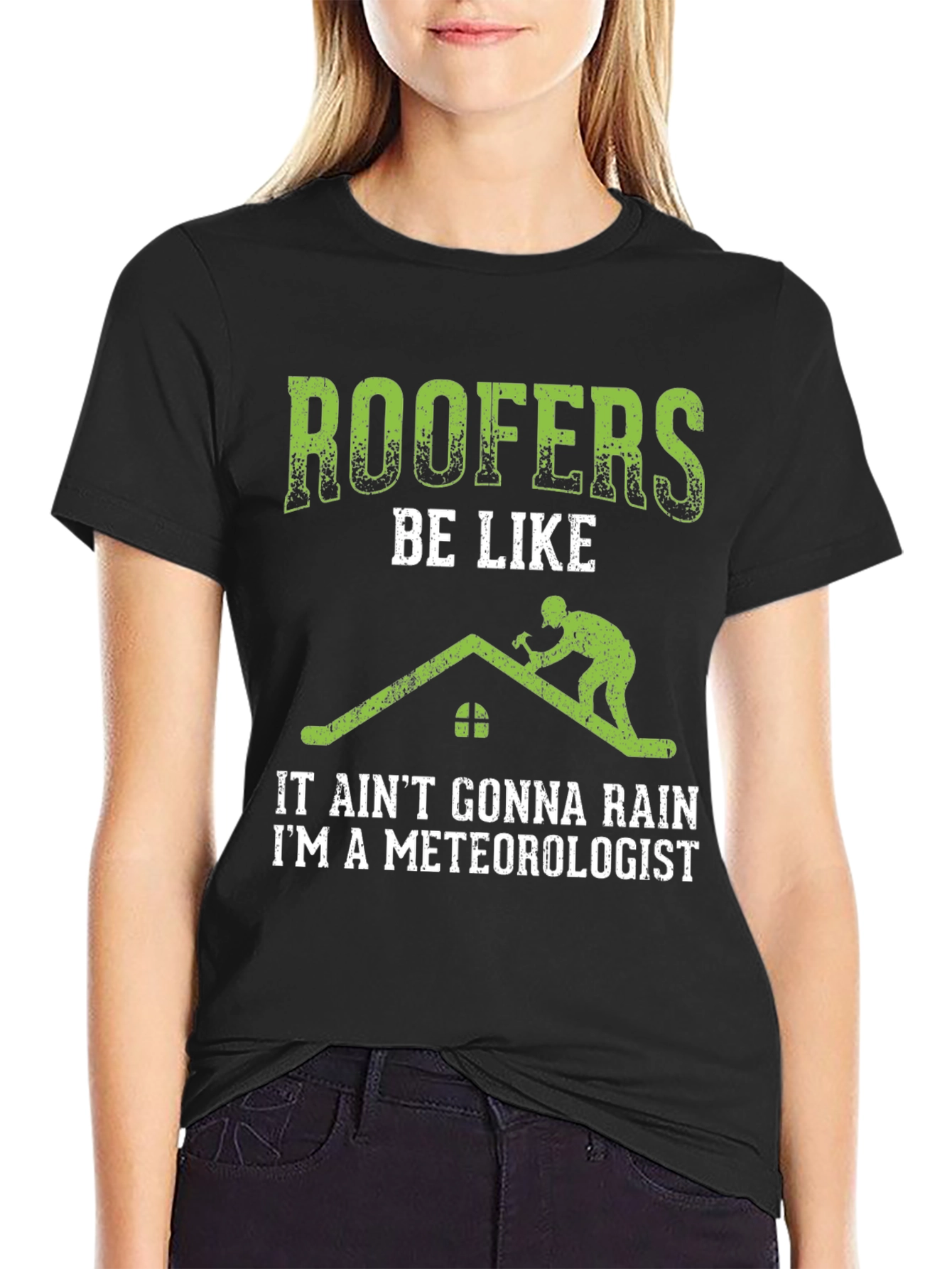 Black Roofer Meteorologist Graphic Tee view 2