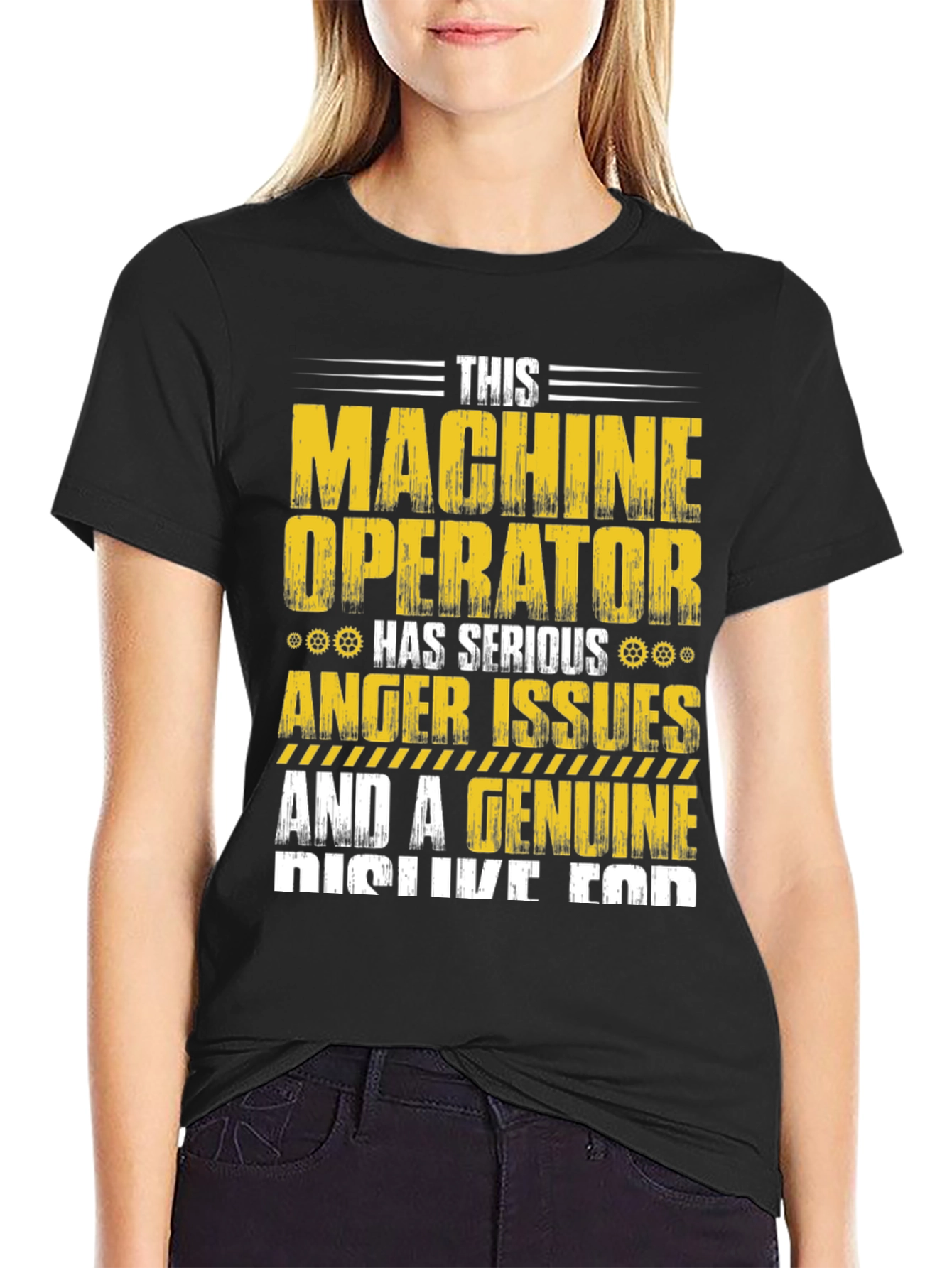 Black Machine Operator T-Shirt: Serious Anger Issues view 2
