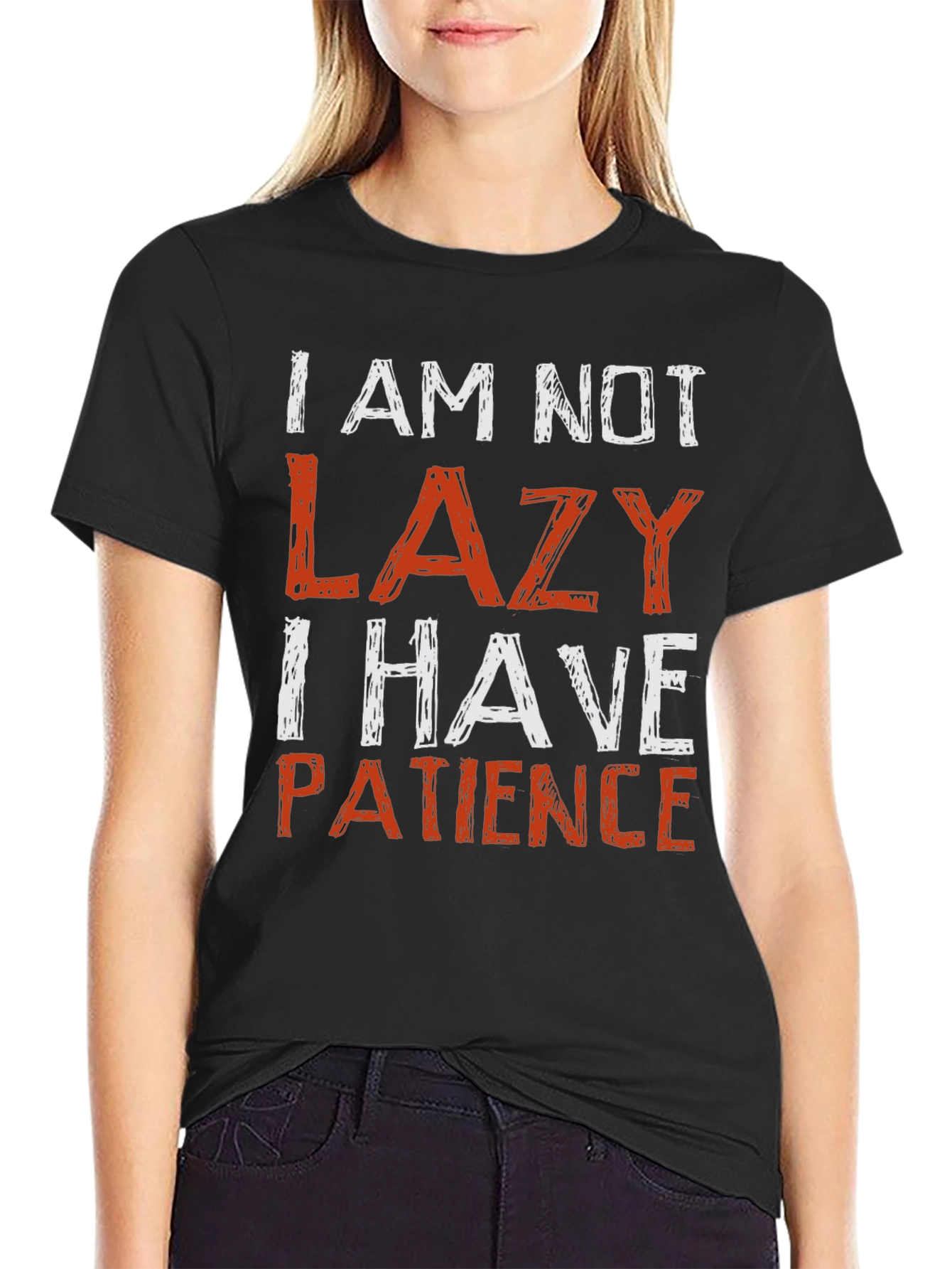 Black Funny "I Am Not Lazy" Graphic Tee view 2