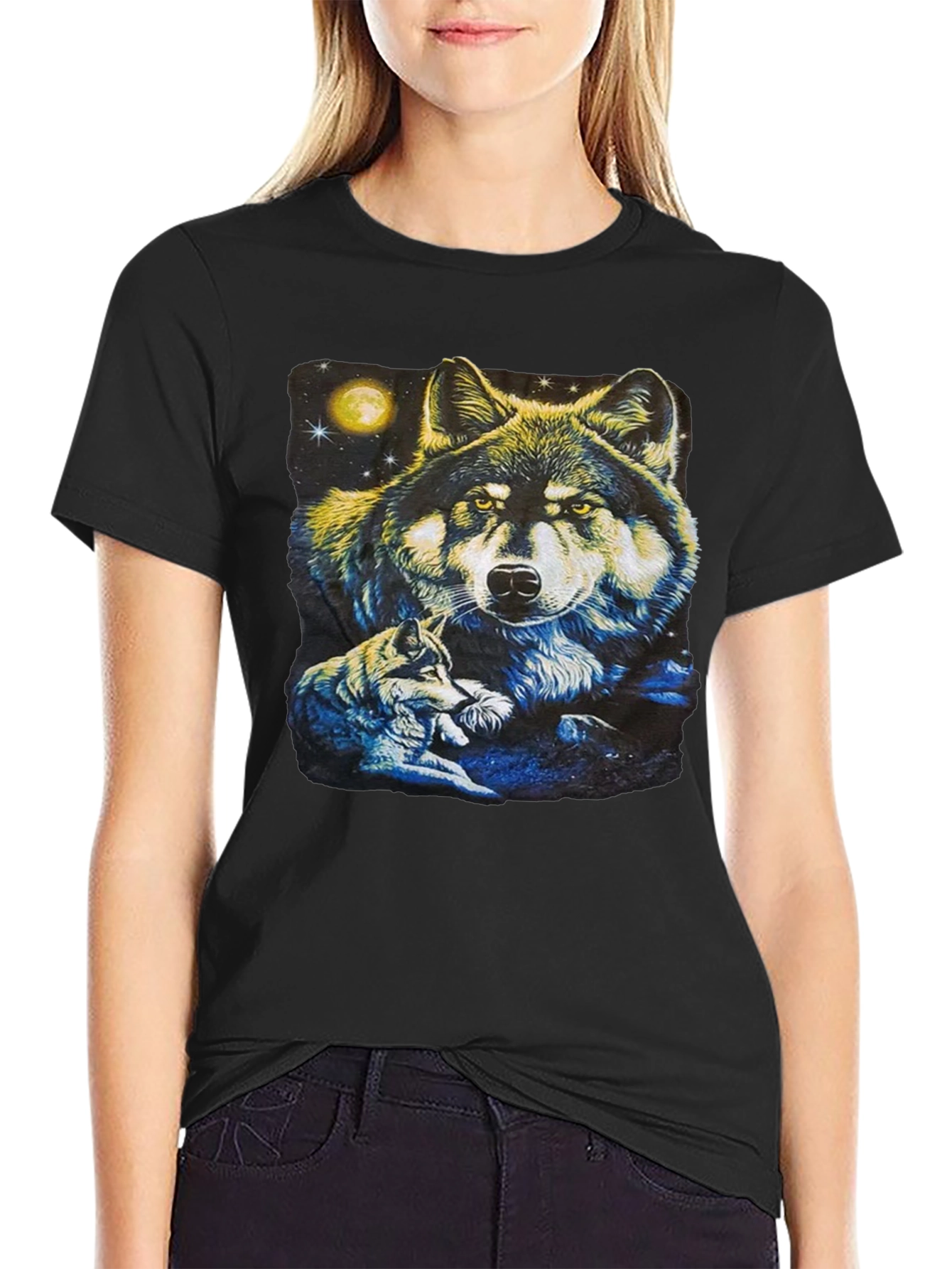 Black Wolf Pack Graphic T-Shirt - Black view 2