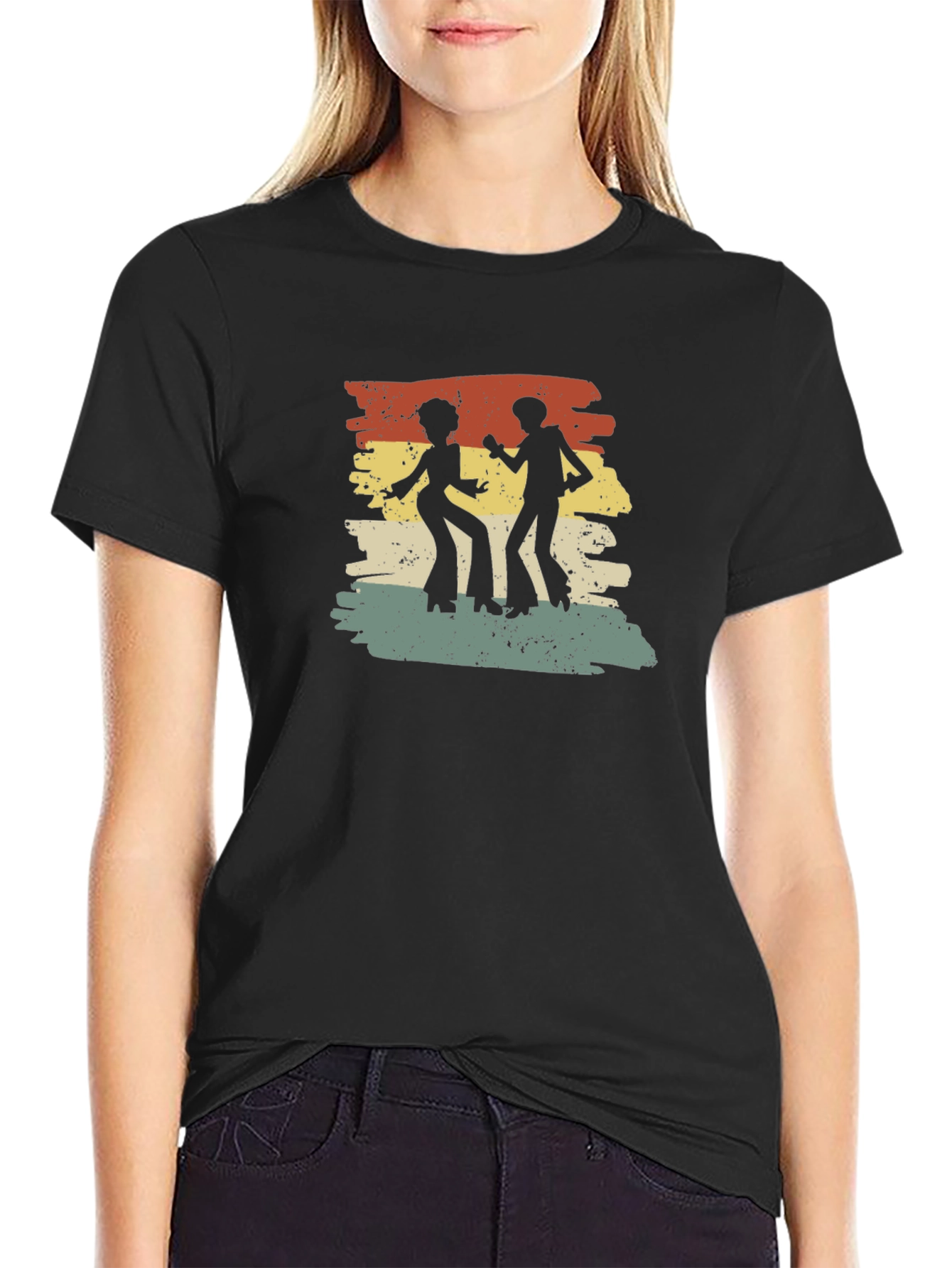 Black Retro Disco Dance T-Shirt - Vintage Style Tee view 2