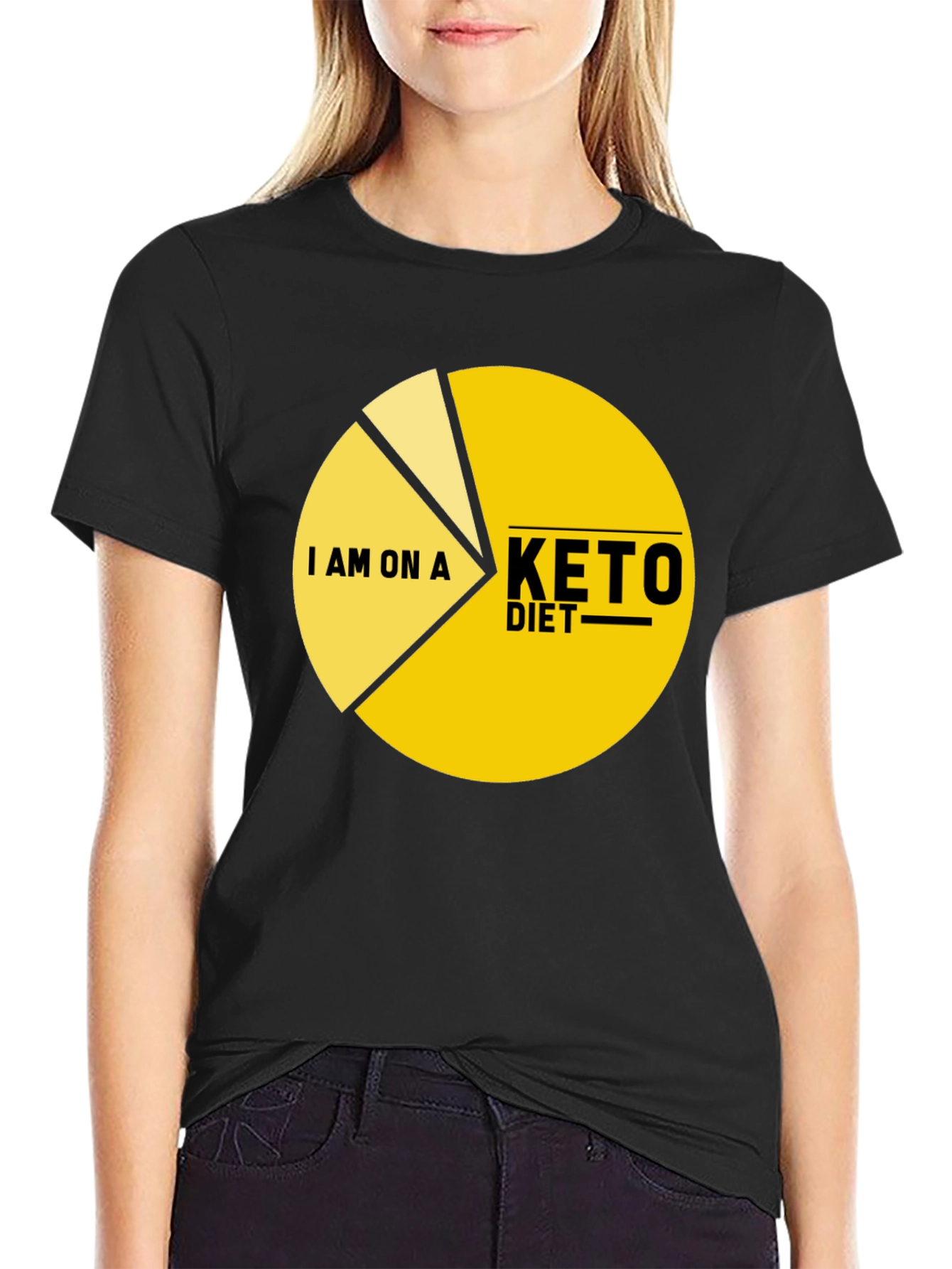 Black Keto Diet Pie Chart T-Shirt - Funny Dieting Tee view 2