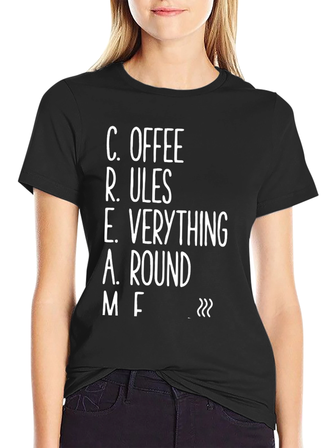 Black Coffee Rules Everything Around Me - CREAMS T-Shirt view 2
