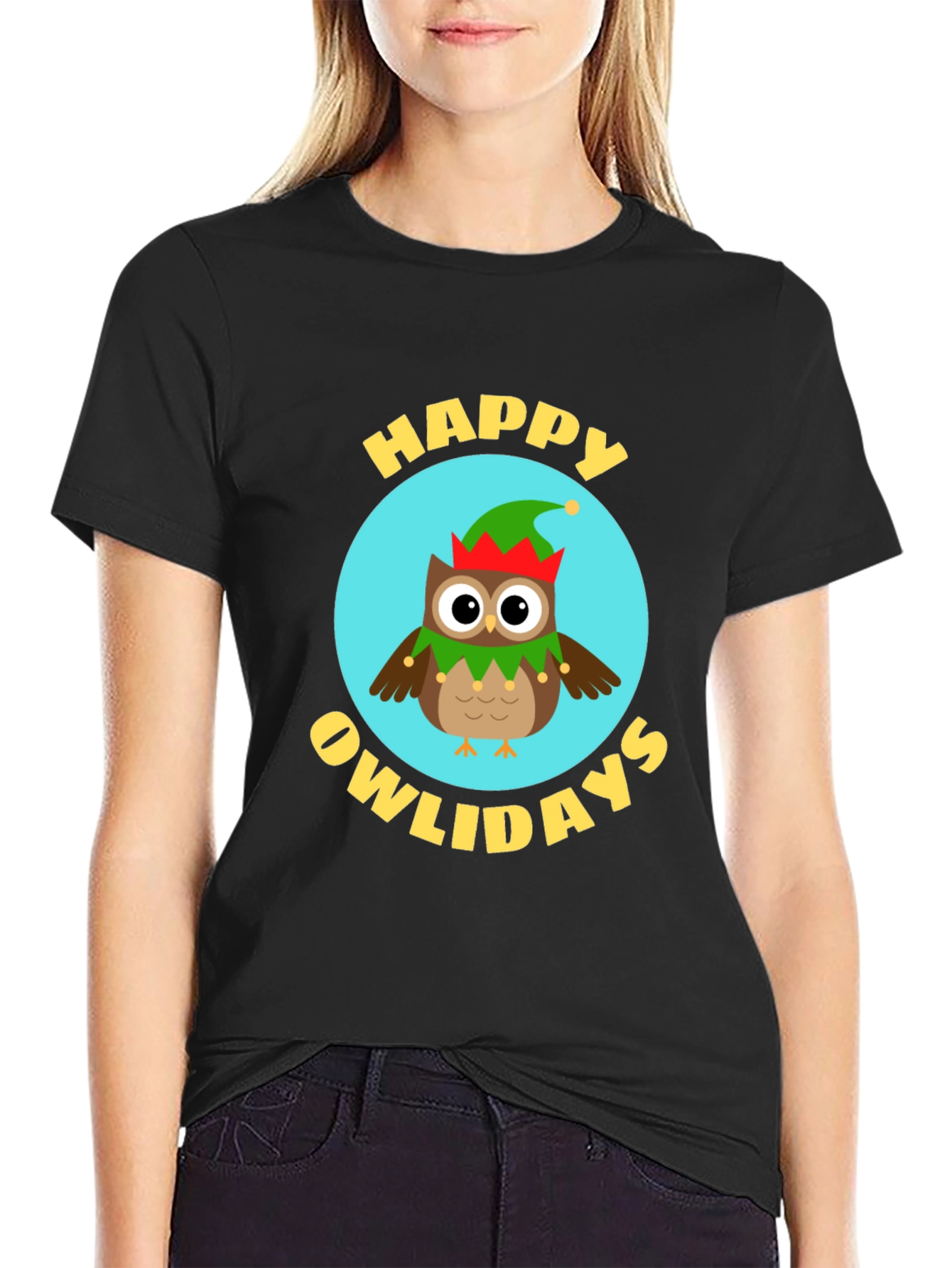 Black Happy Owlidays T-Shirt view 2